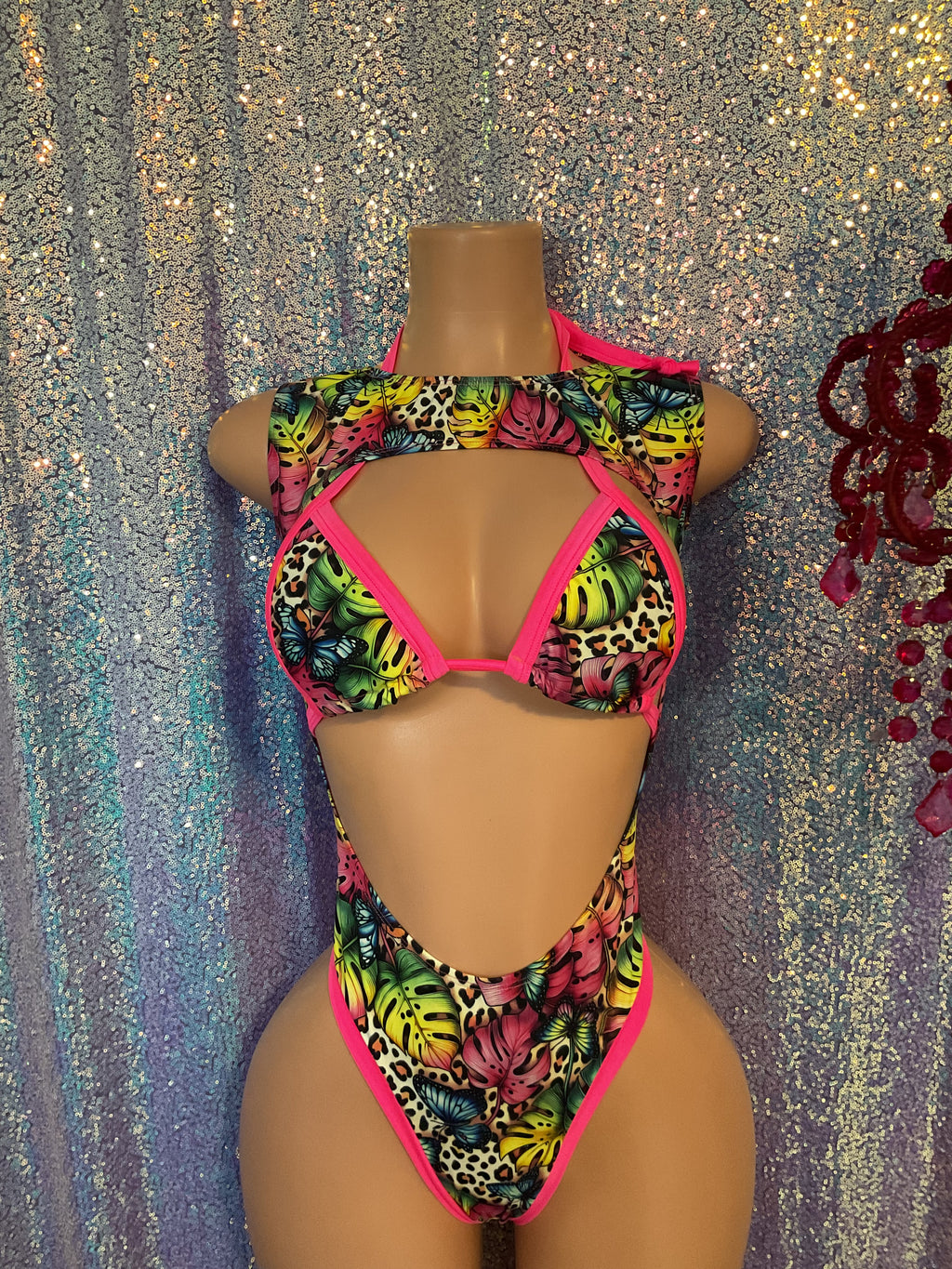 Tropical cut out romper