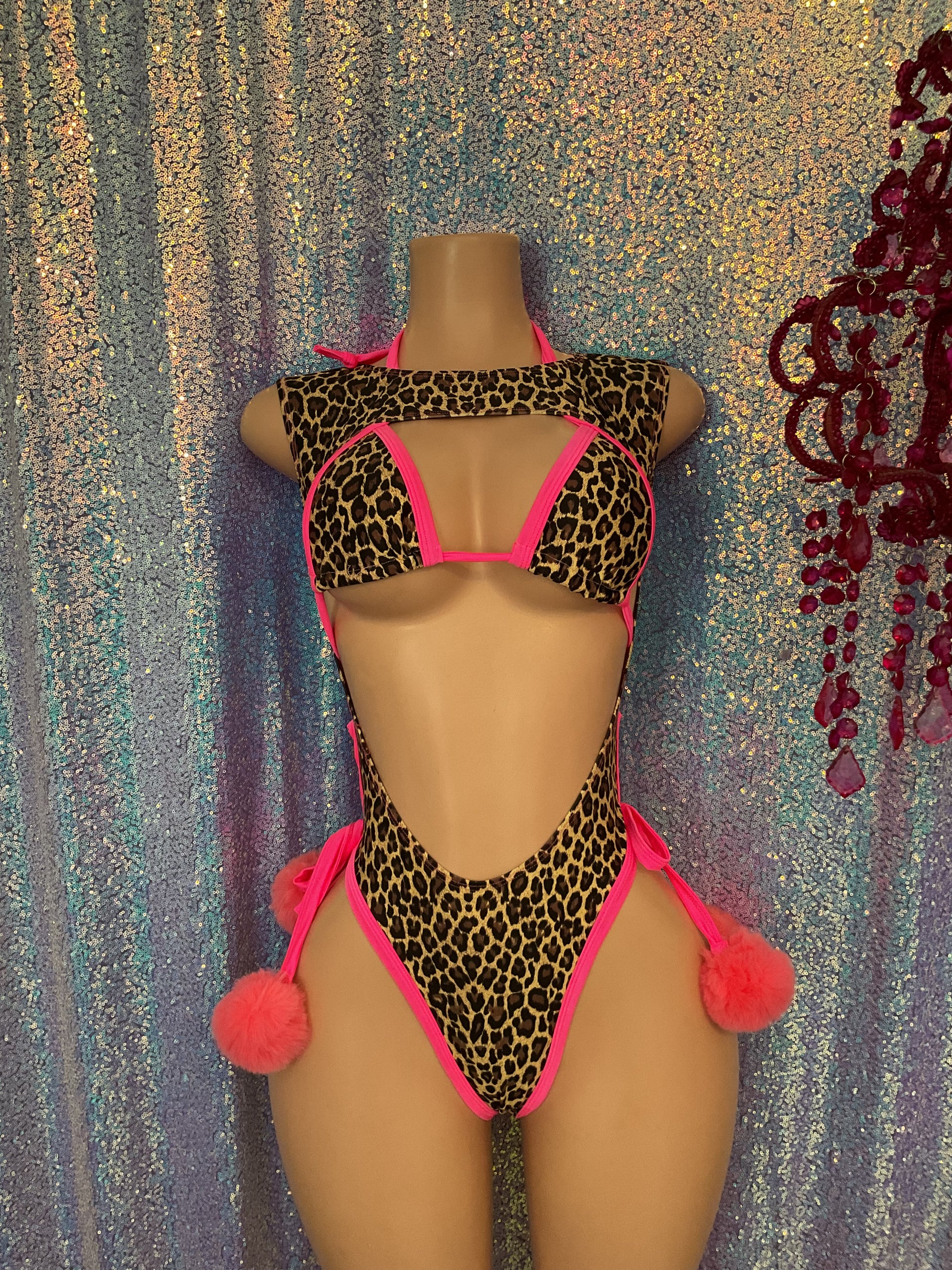 Leopard cut out romper