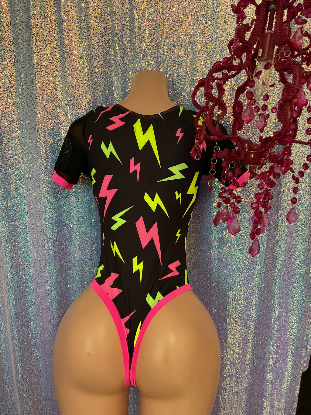 Lightning bolt cut out romper