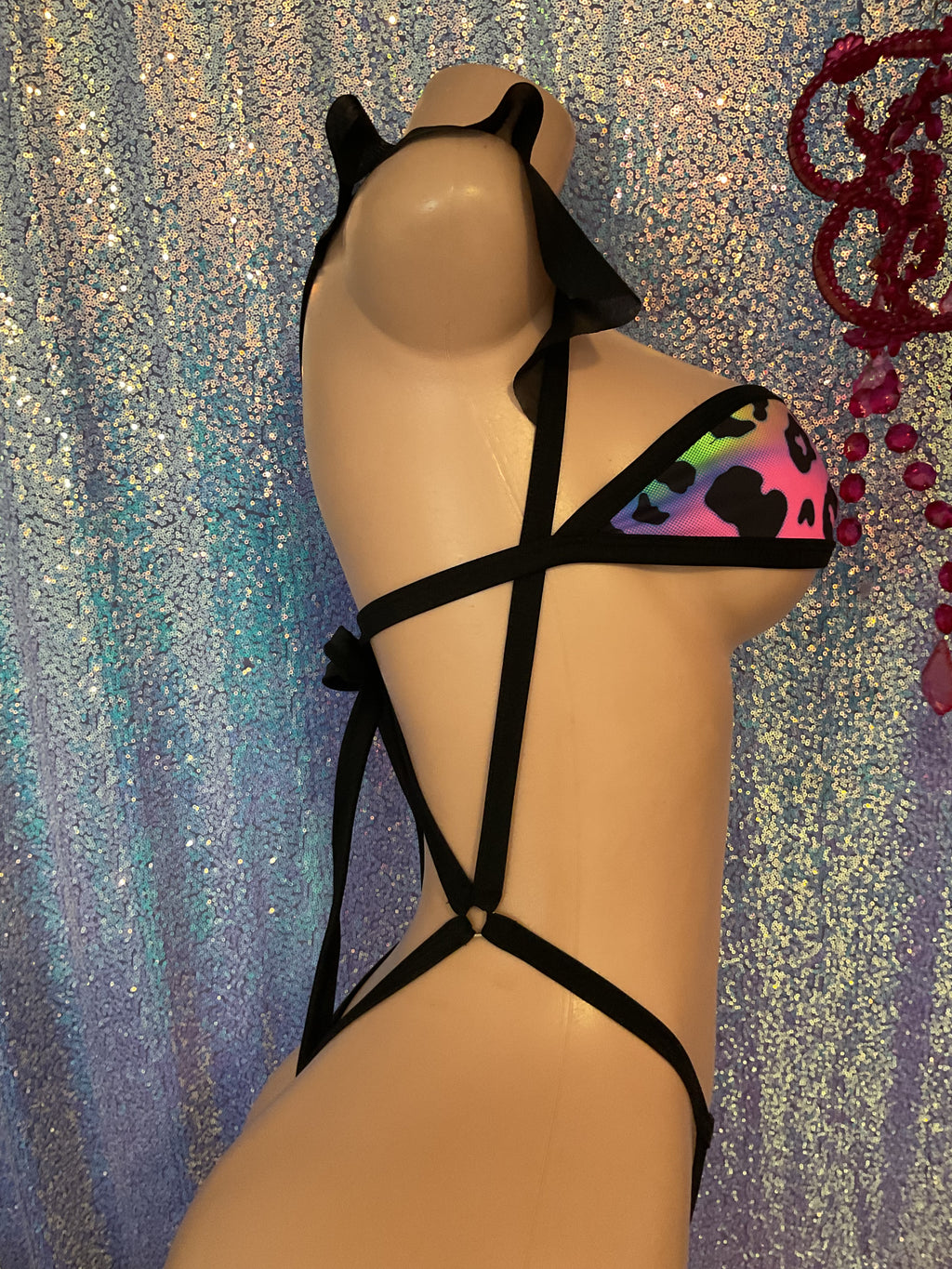 Ruffle sleeve sling shot bikini