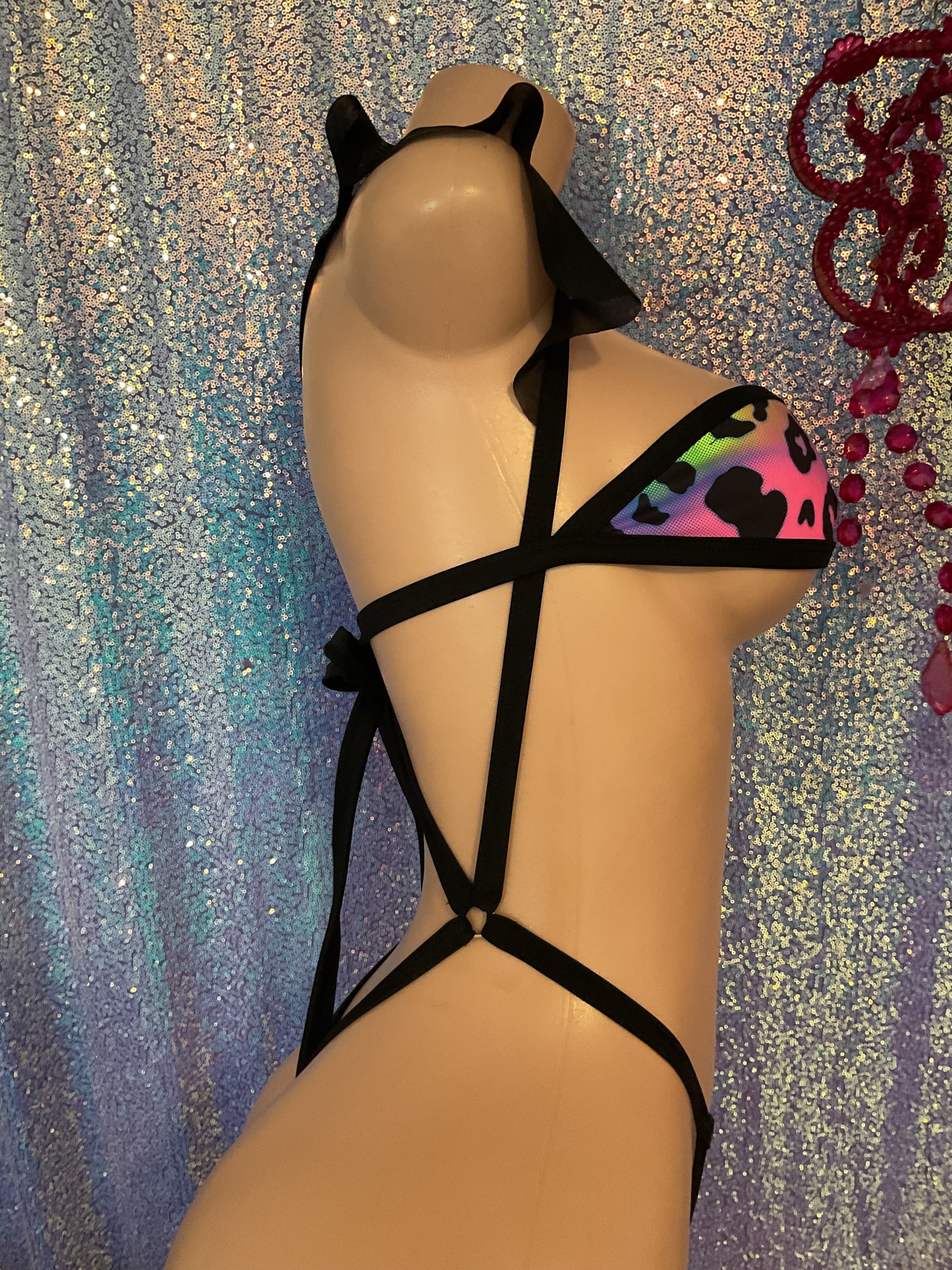 Ruffle sleeve sling shot bikini