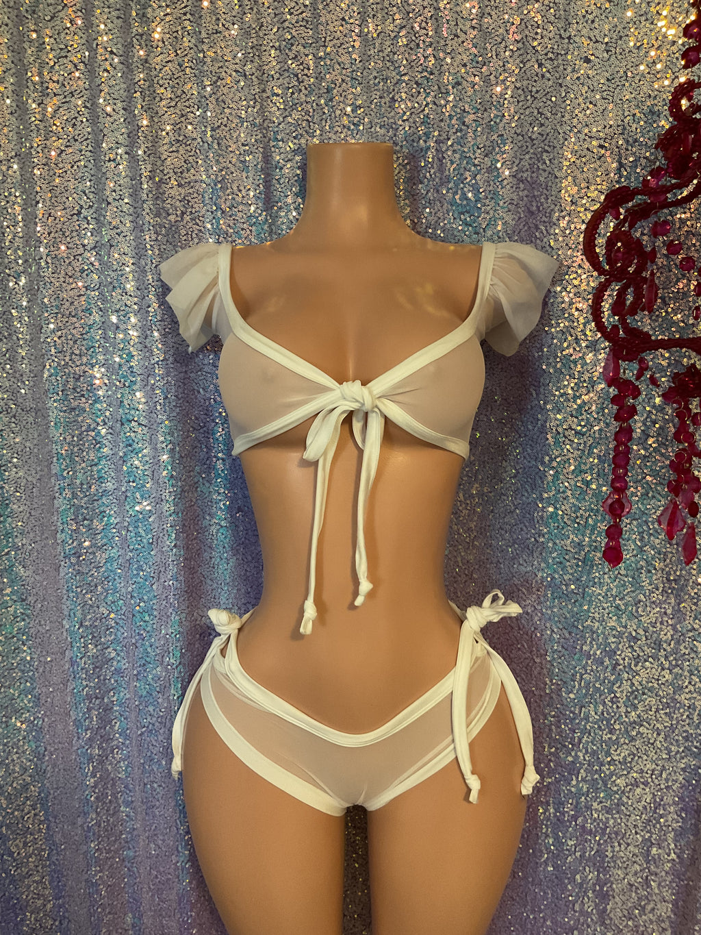 Ruffle top booty short set