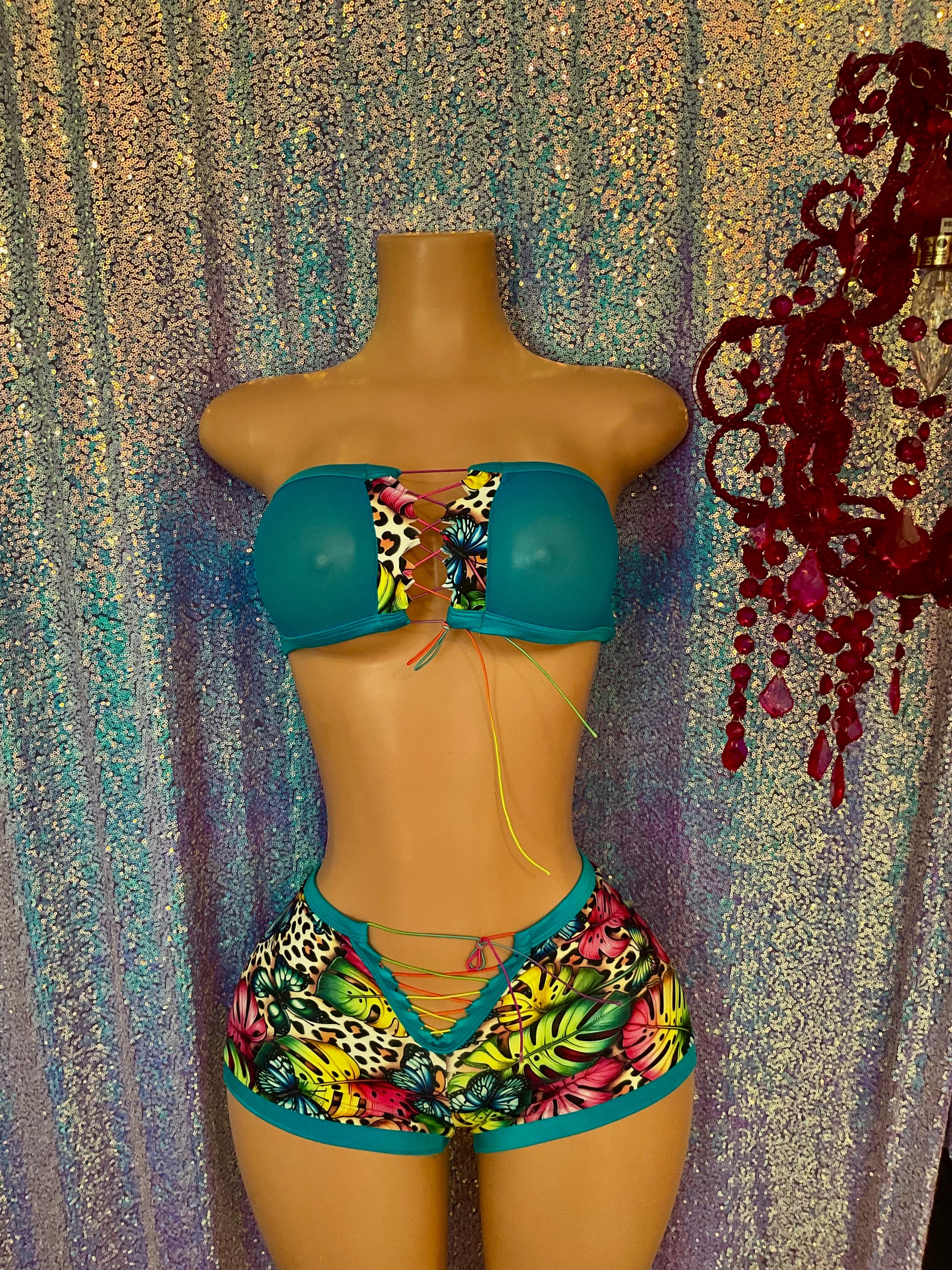 High waist shorts set