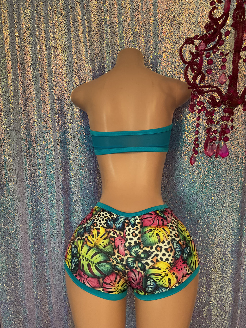 High waist shorts set