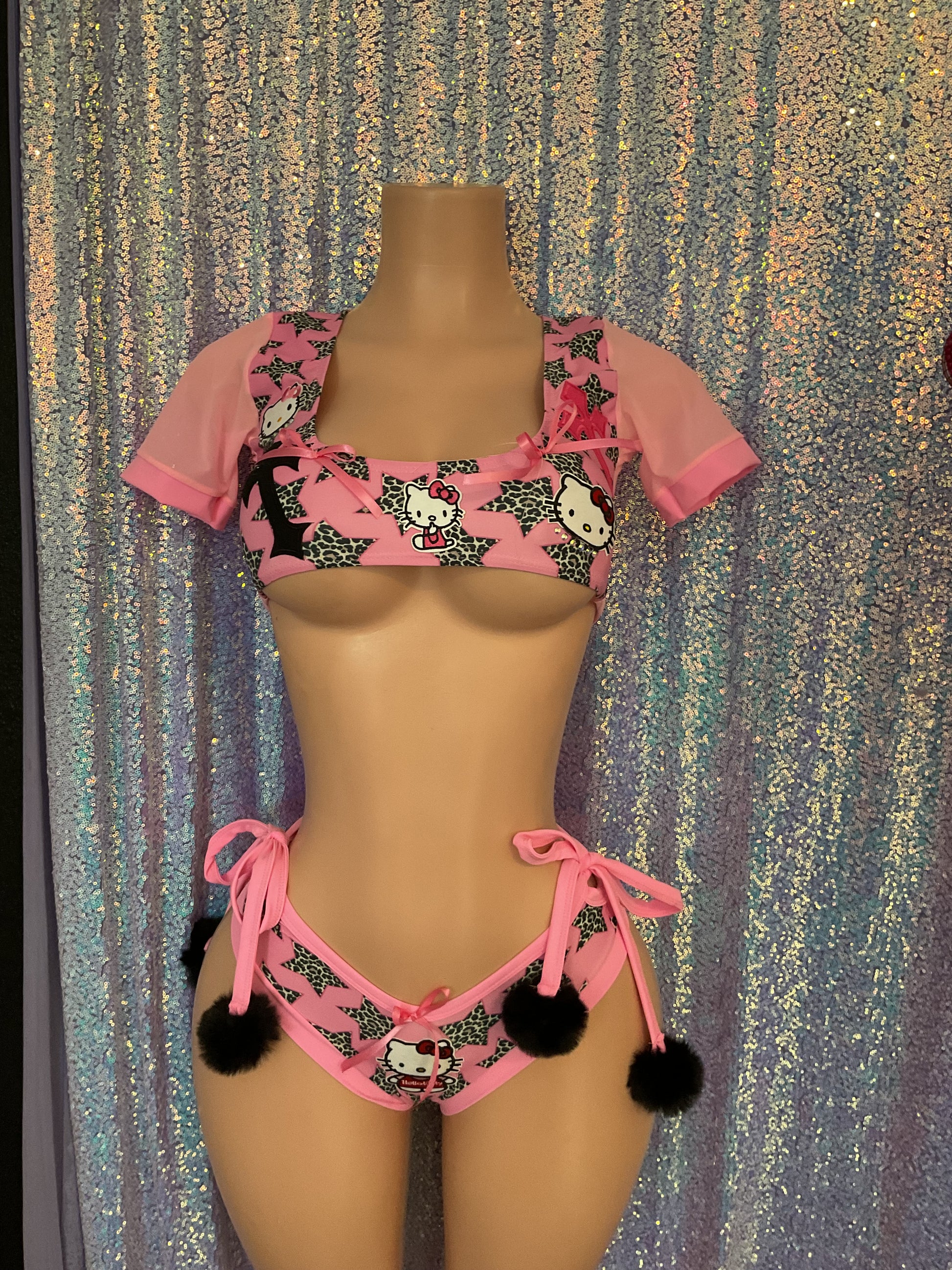 Kitty crop top and cheeky shorts