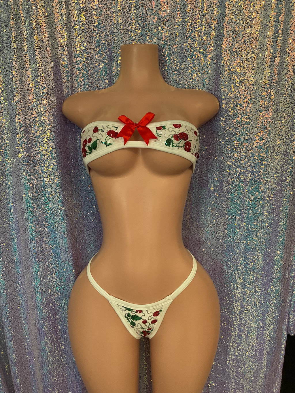 Sequin cherry skirt set