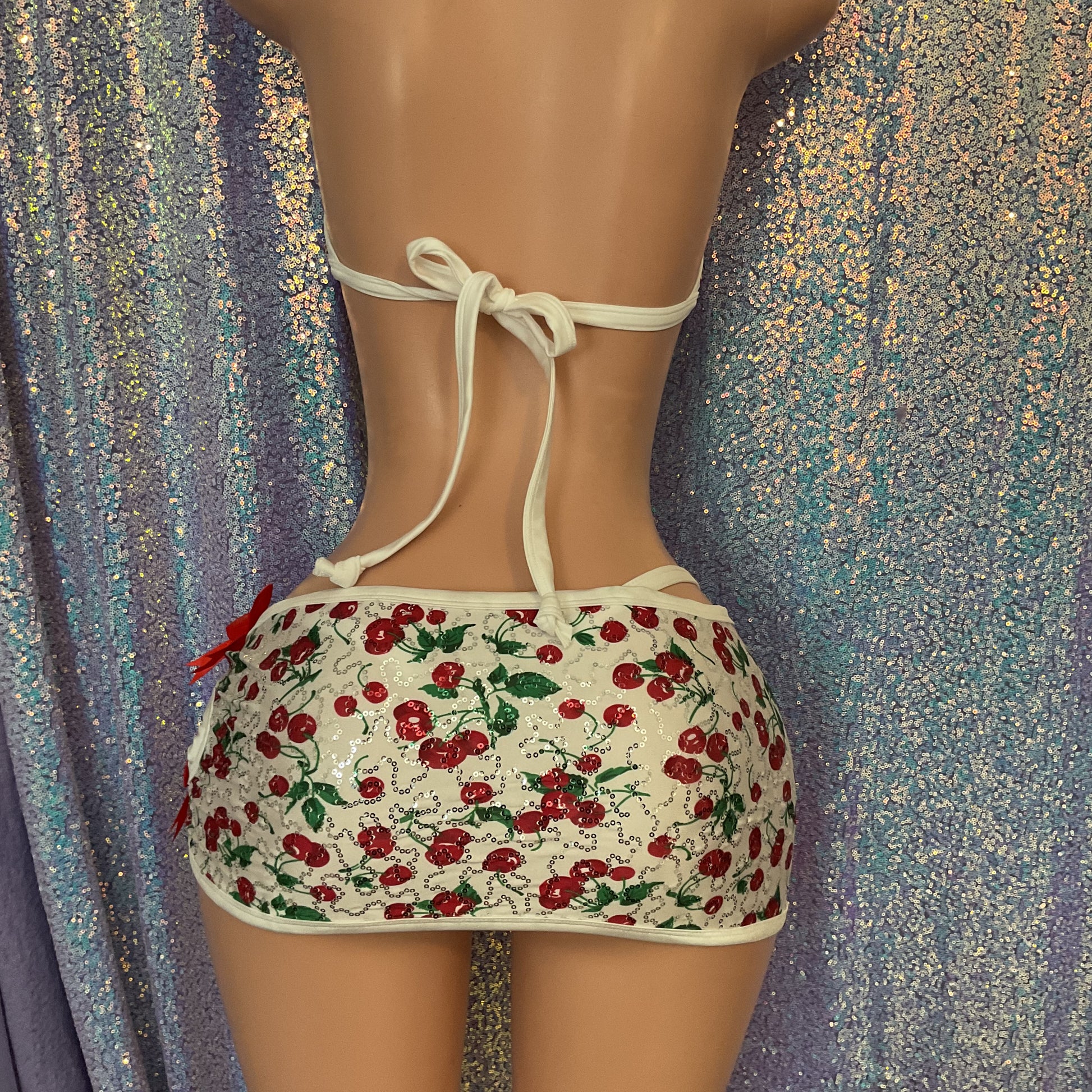 Sequin cherry skirt set