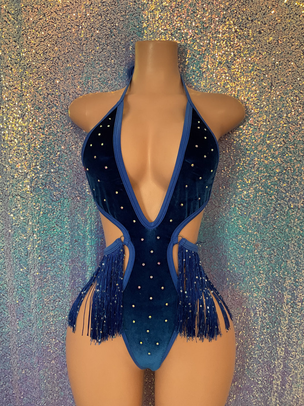 Blue velvet one piece size medium
