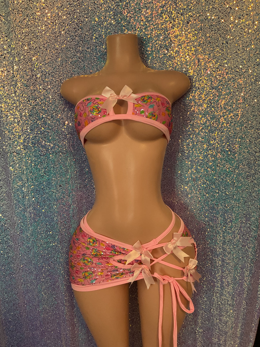 Sequin candu bikini and skirt set