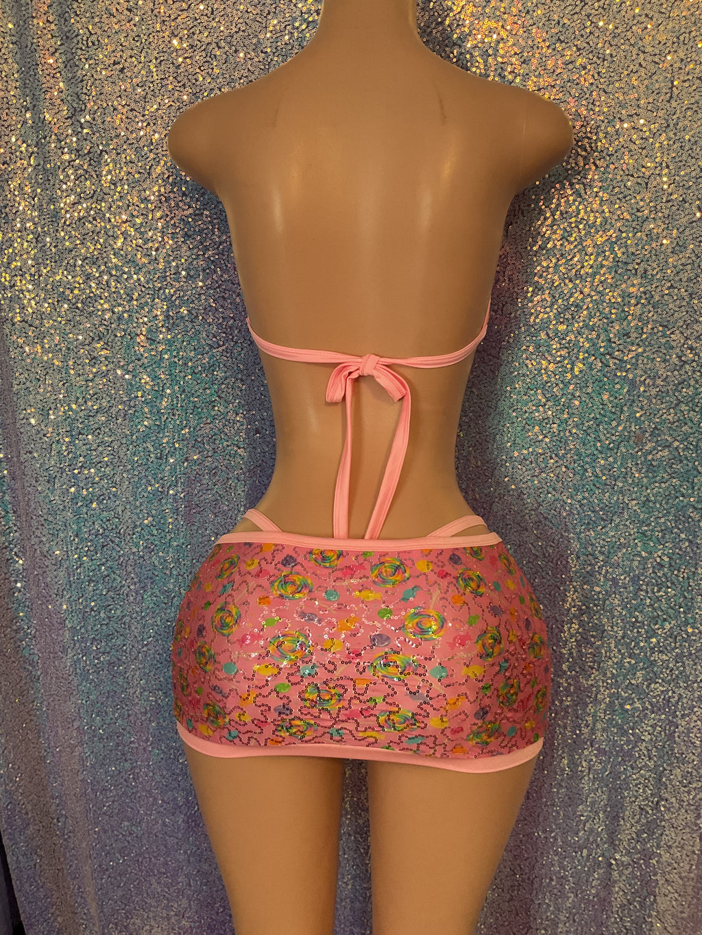 Sequin candu bikini and skirt set