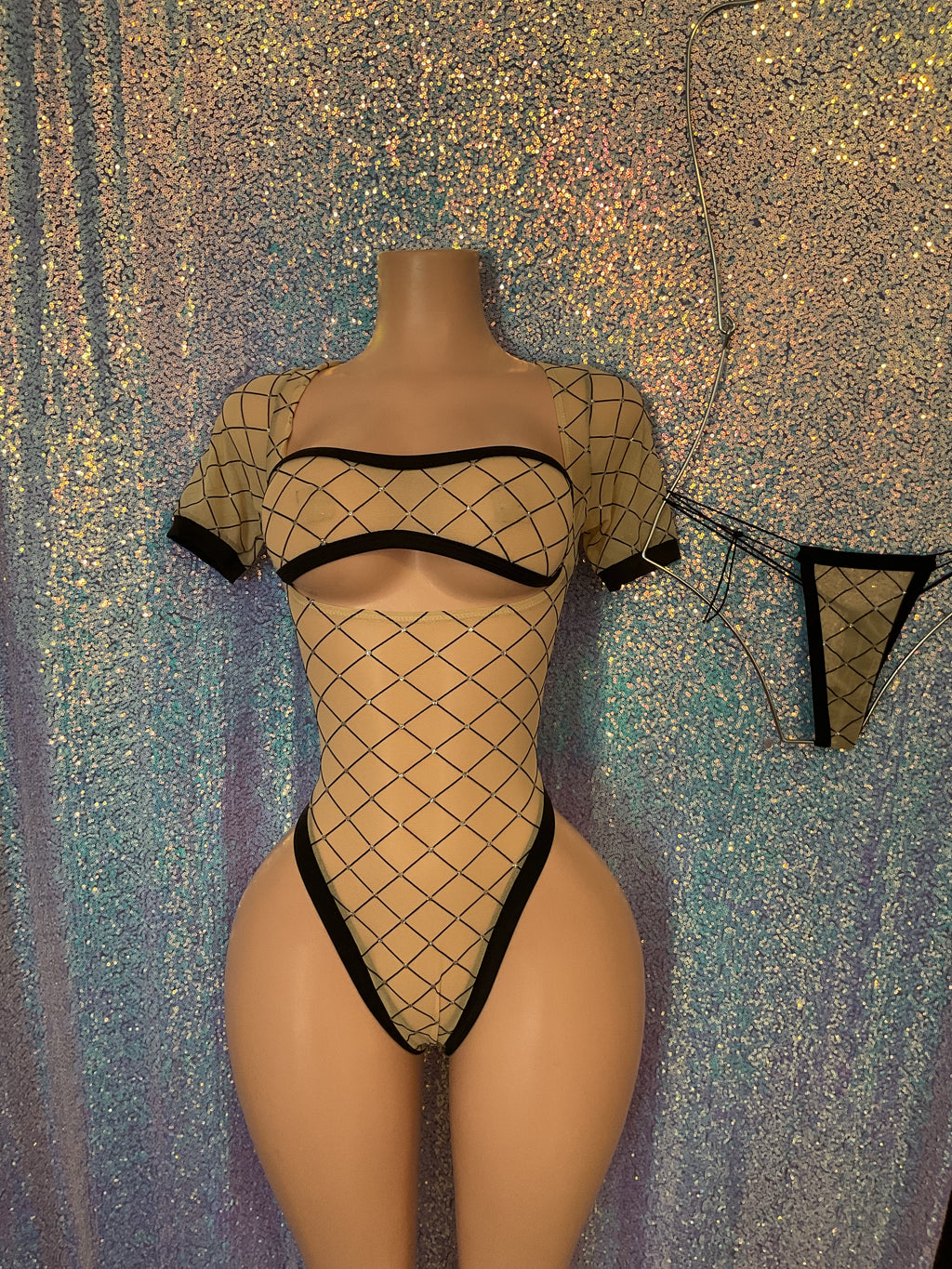 Mesh bottle girl style one piece size small