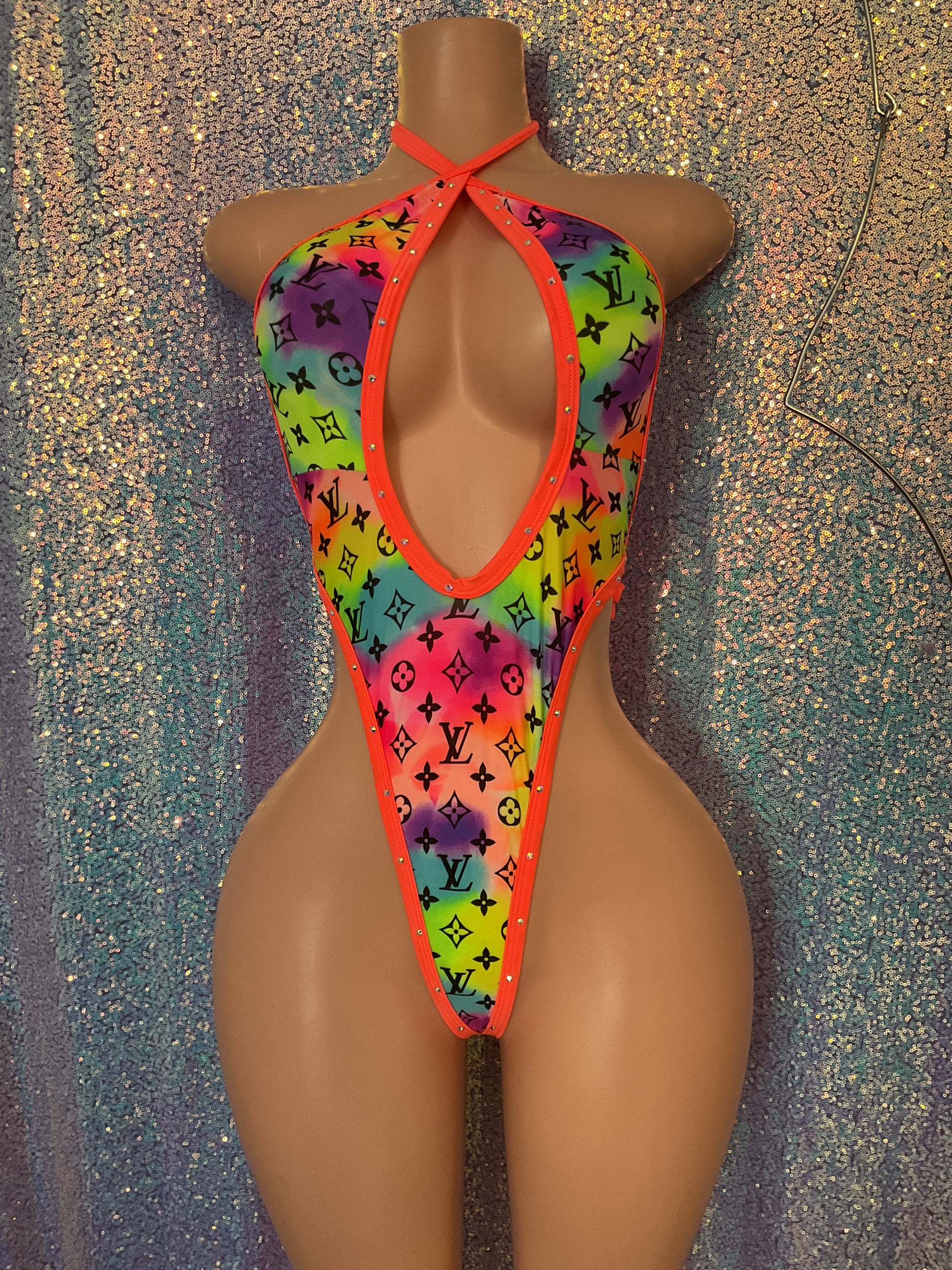 Cross print one piece