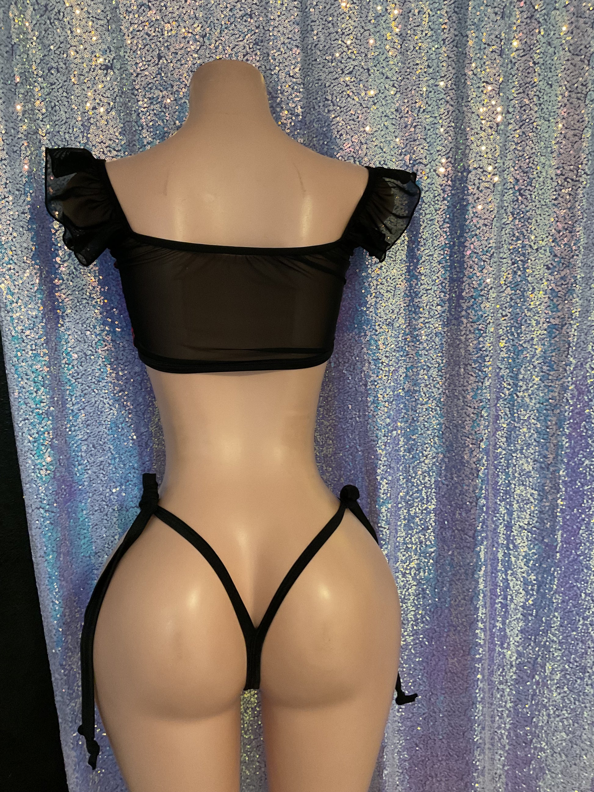 Ruffle top set leopard