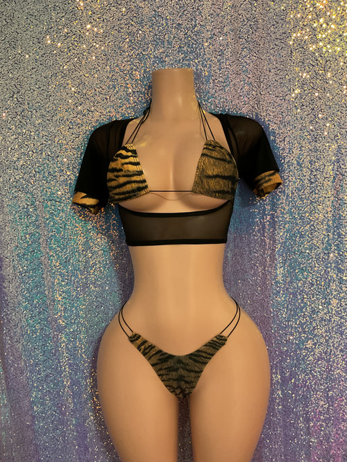 3 piece tiger thong set