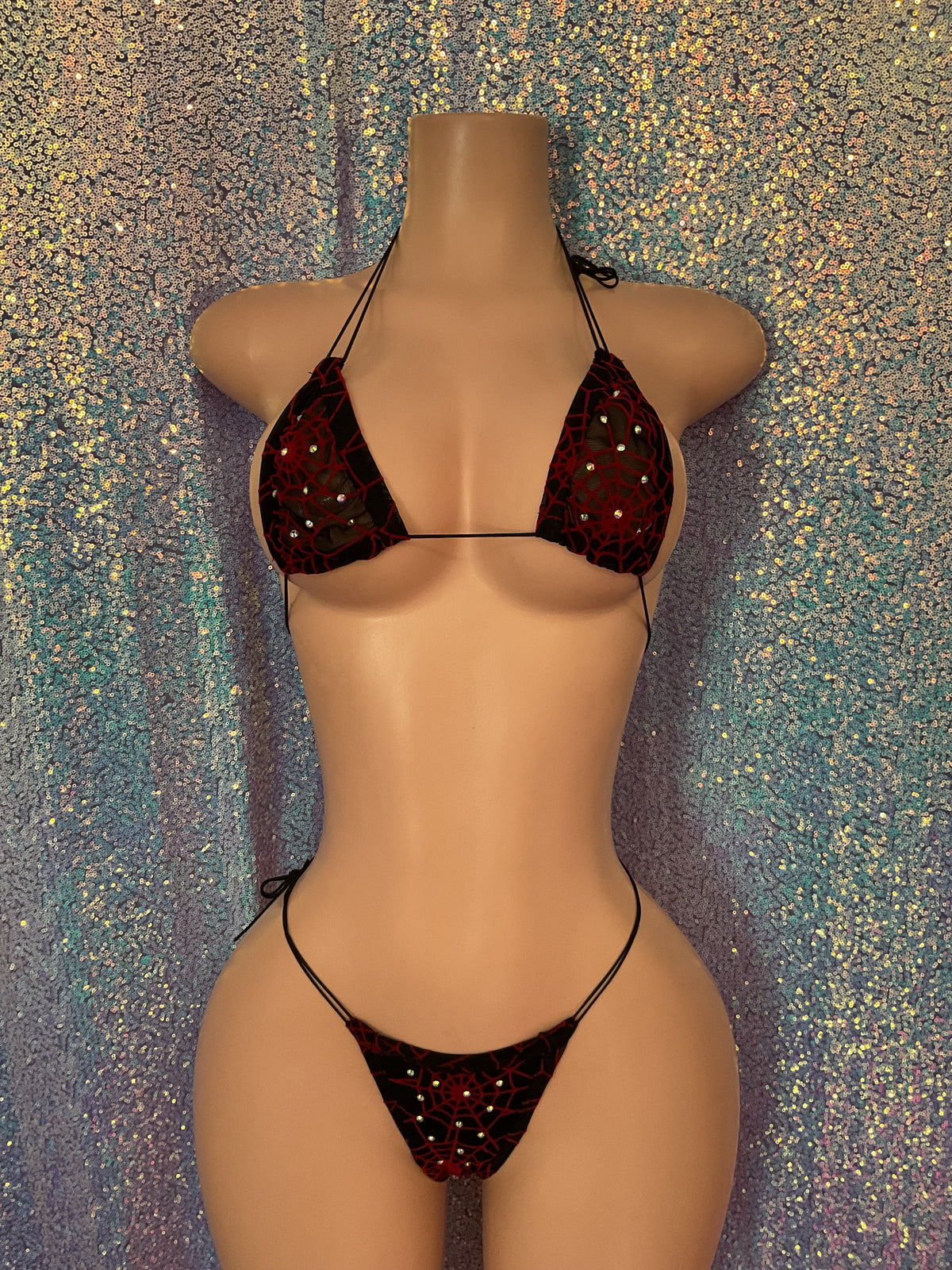 Mesh spider web thong bikini