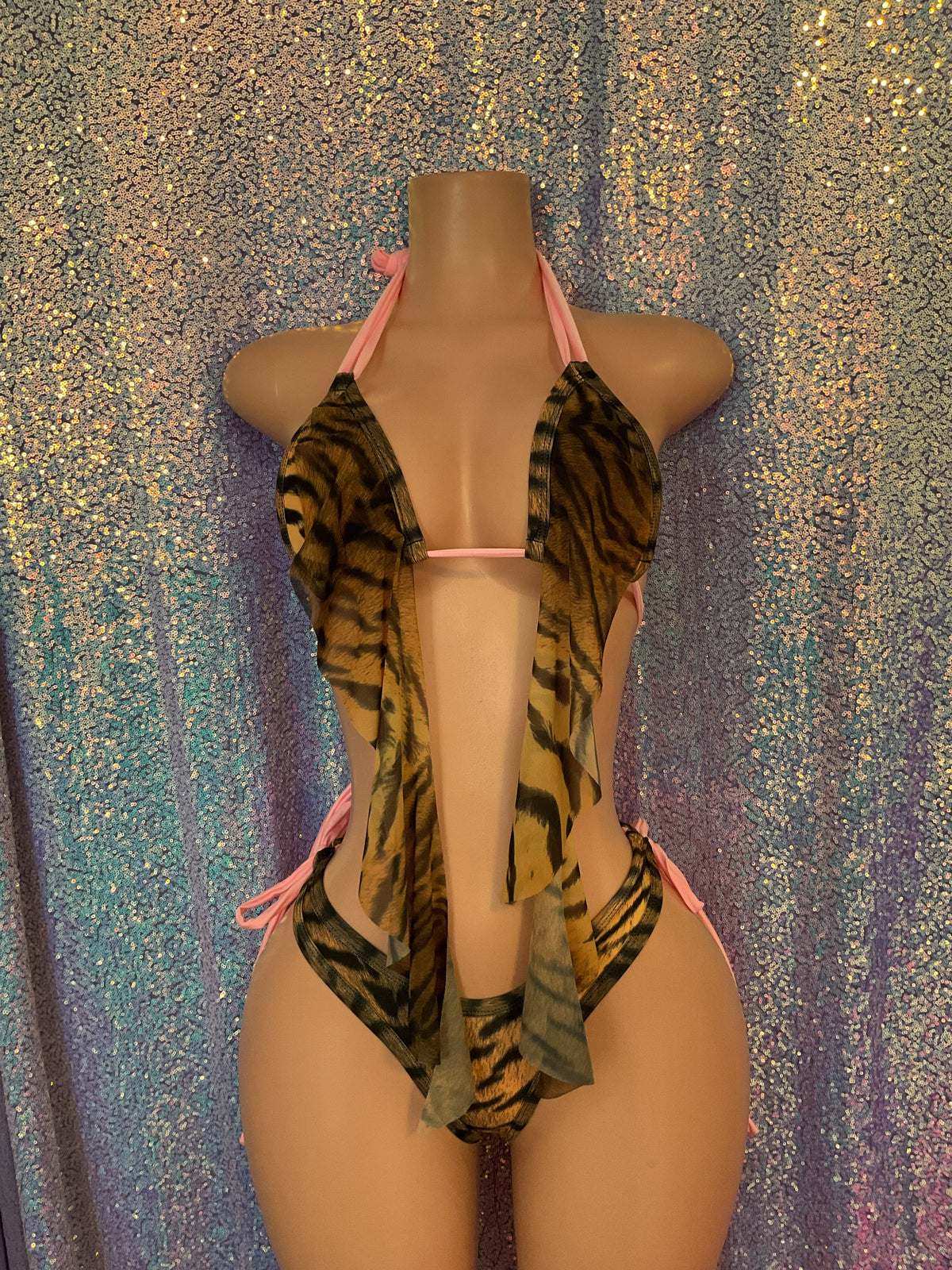 Tiger thong ruffle set