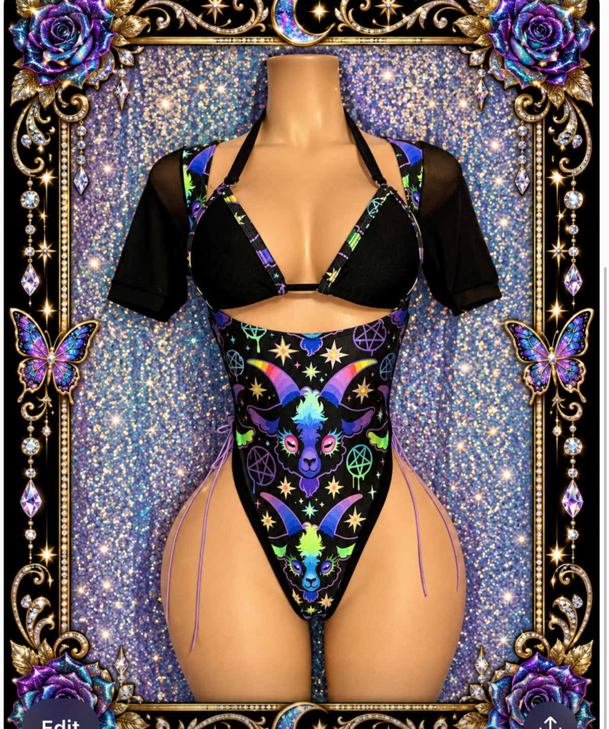 Neon romper bartender style thong back