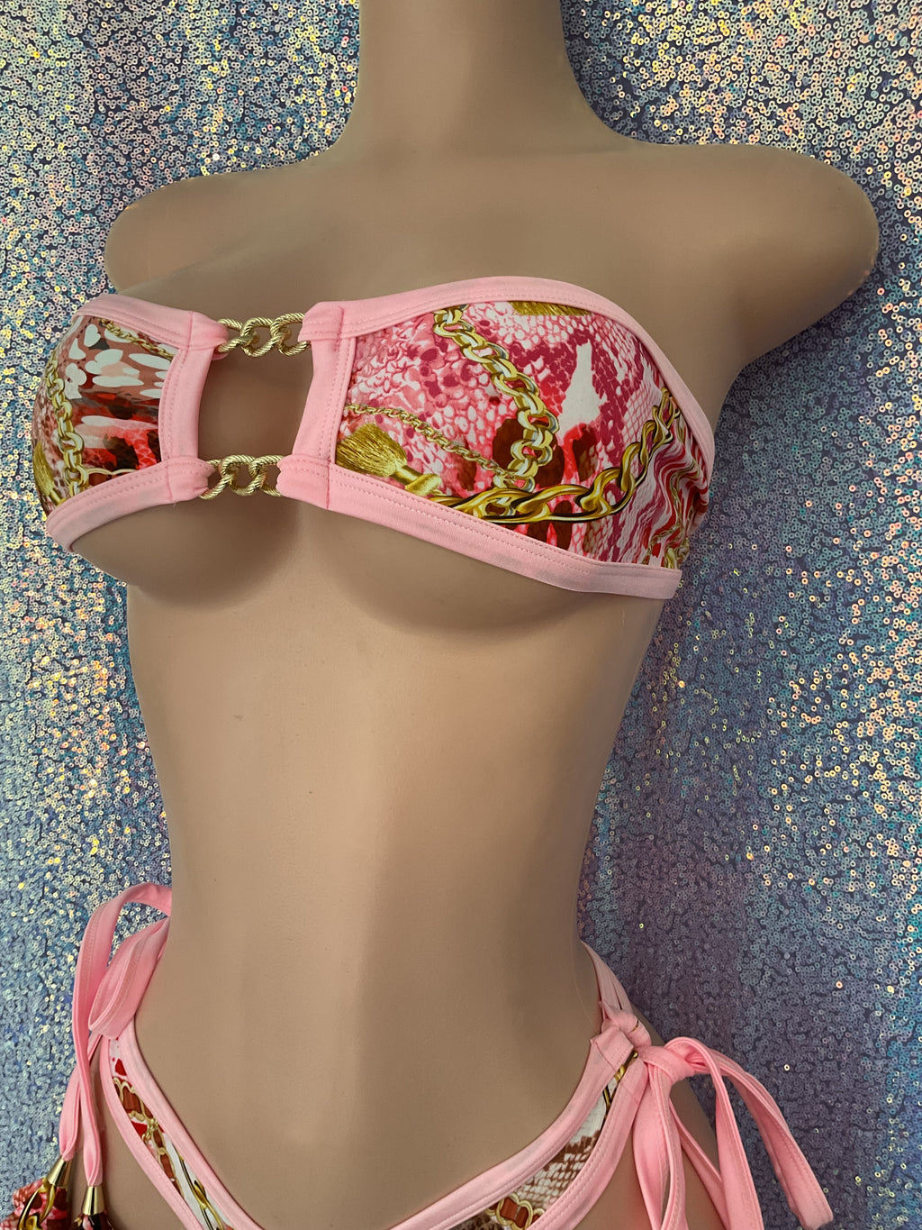 Chain print thong set