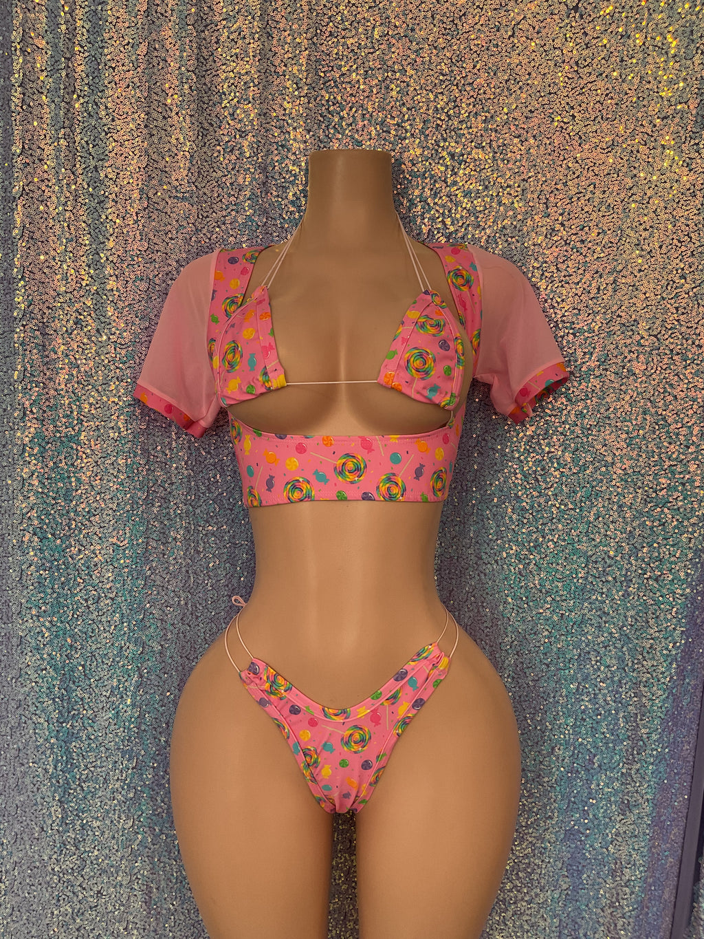 Candy print thong set