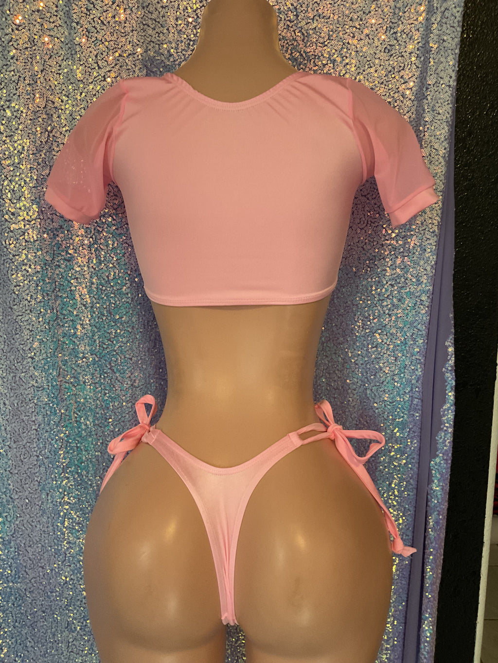 Micro crop top and thong