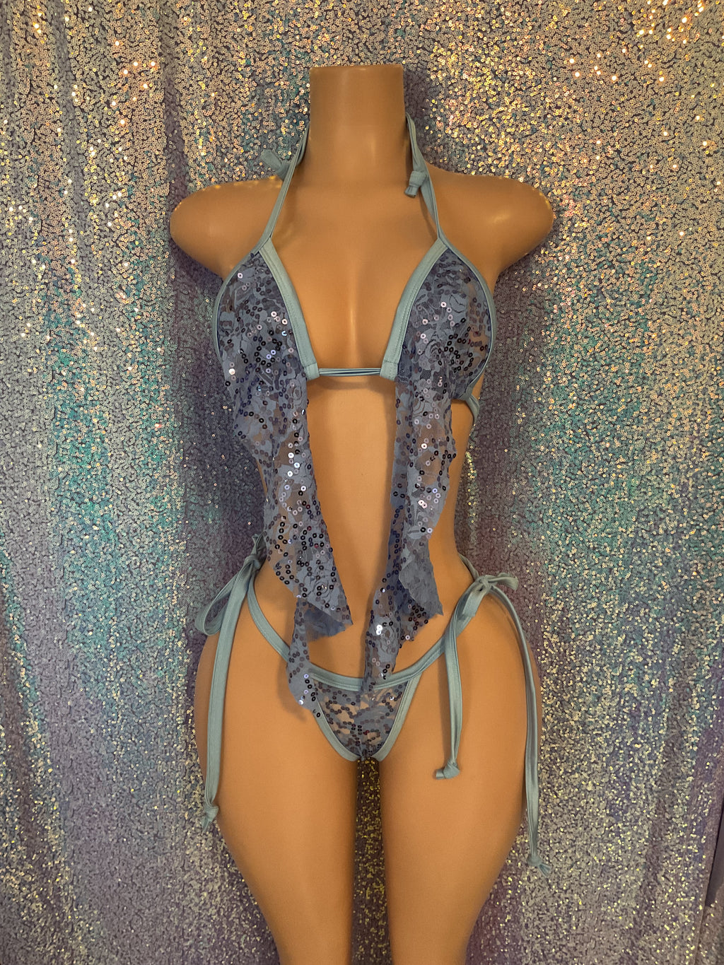 Lace sequin g string bikini