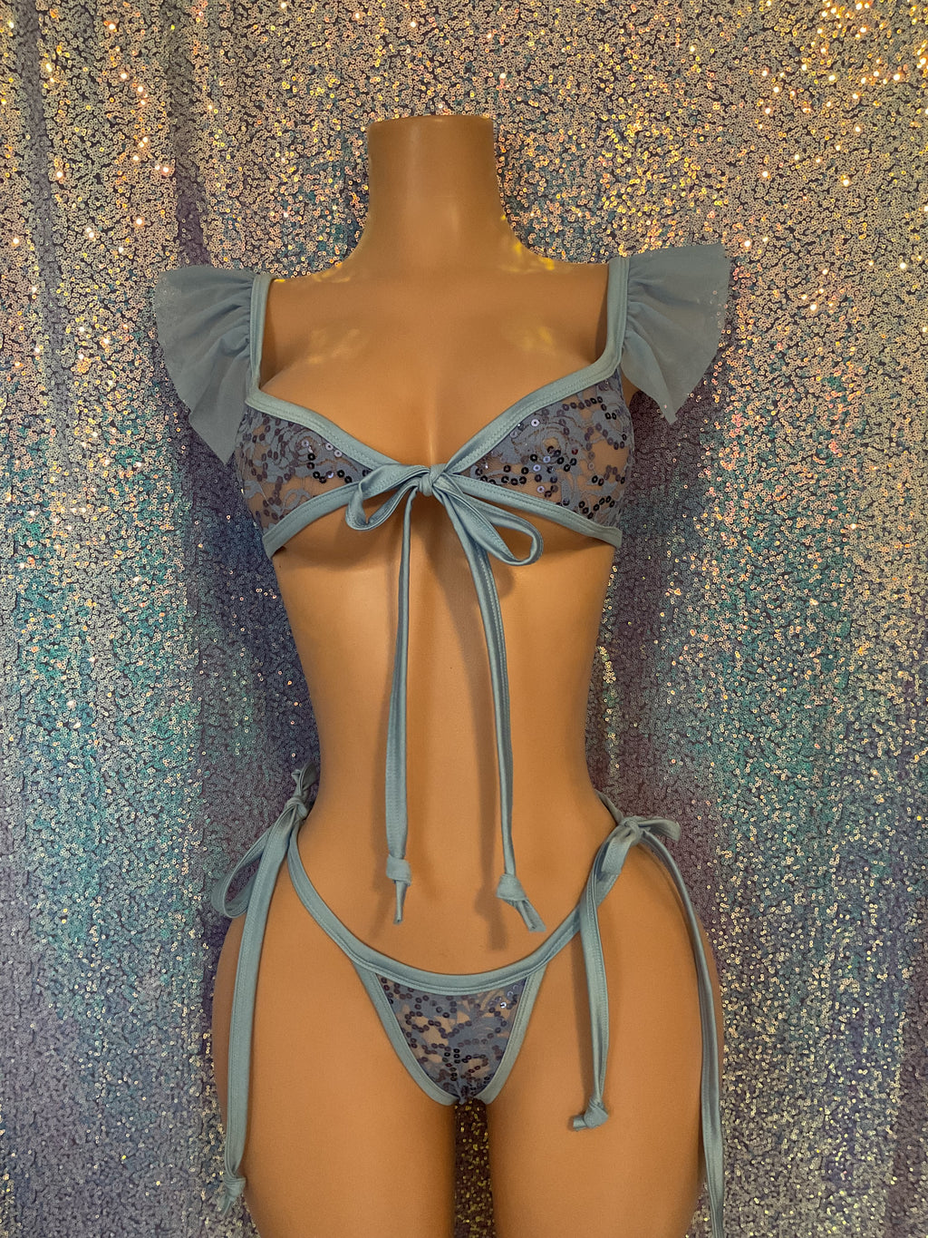 Lace sequin g string bikini