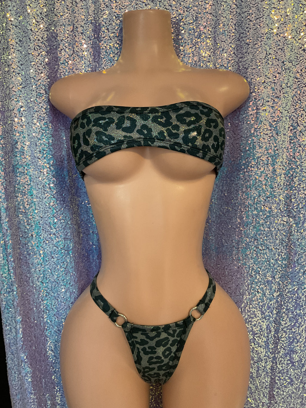 Leopard thong and tube top
