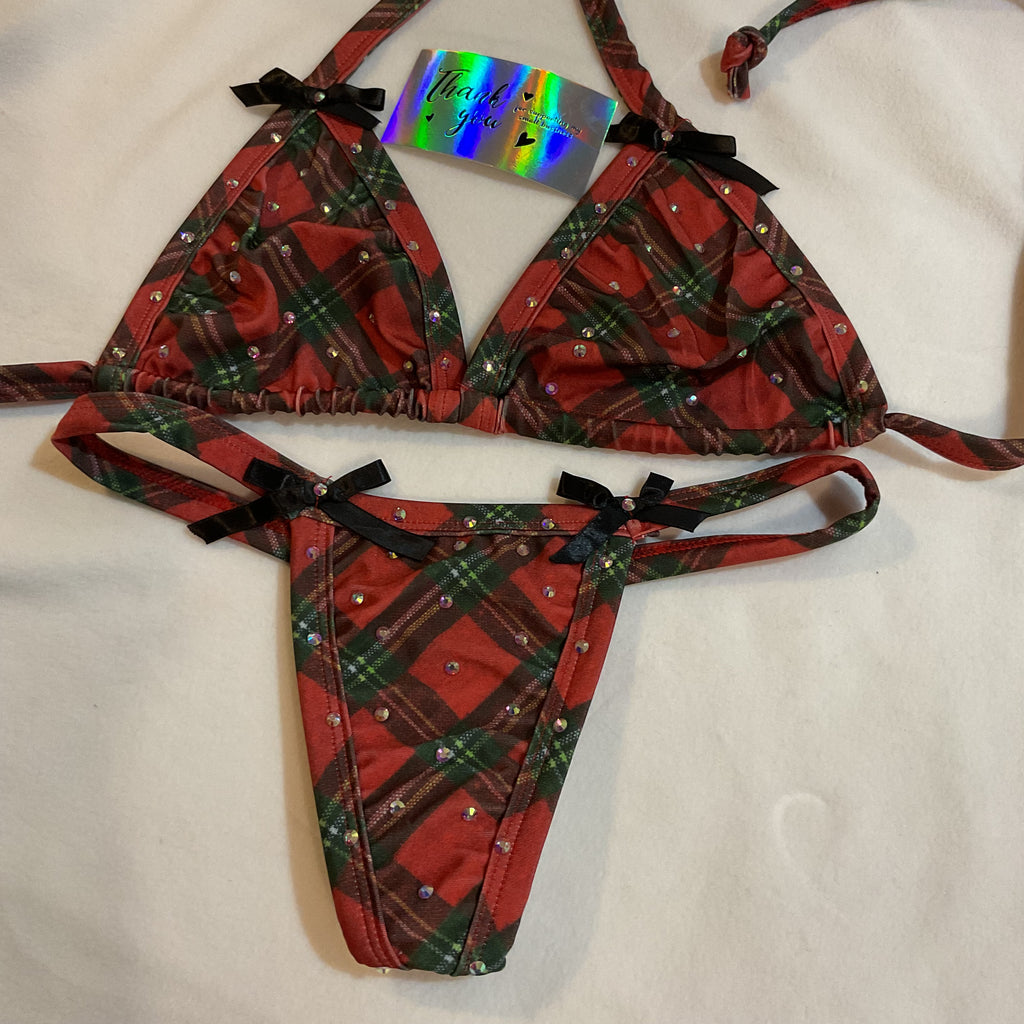 Plaid thong bikini size medium