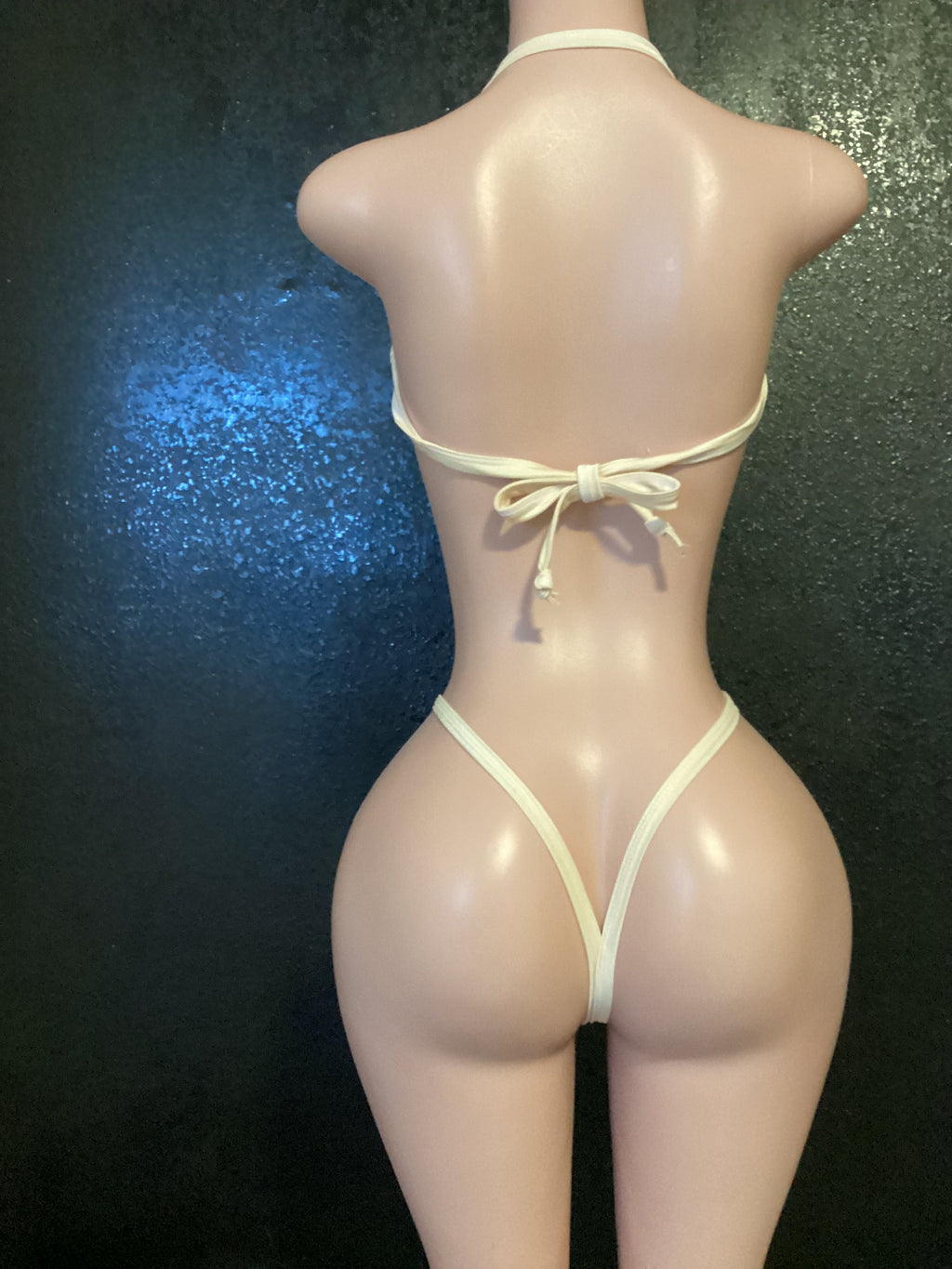 White gold drape set cowl neck and g string
