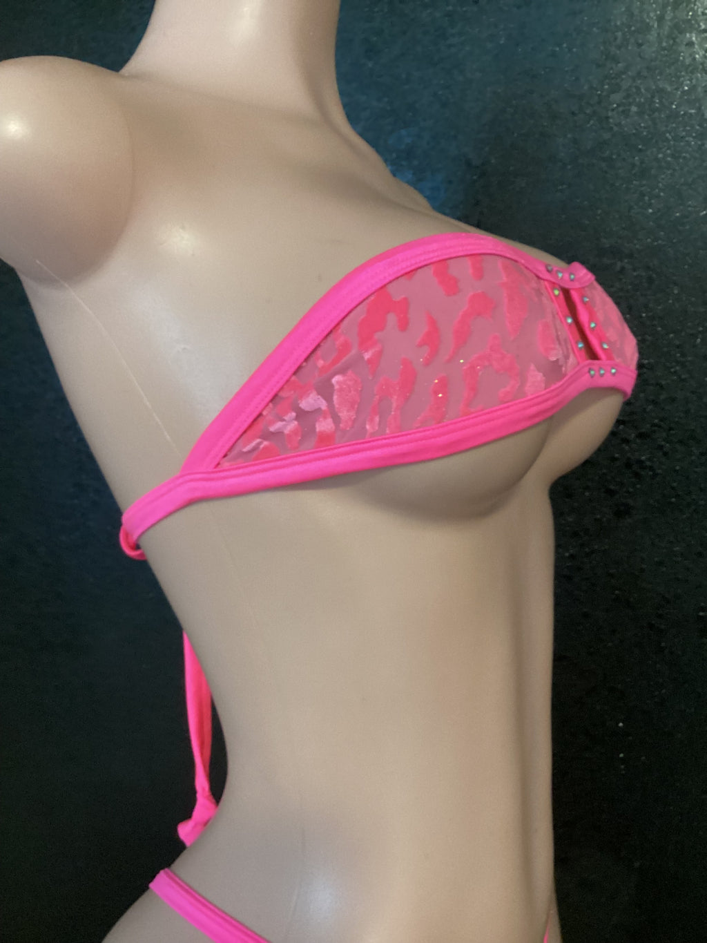 Leopard mesh micro bikini