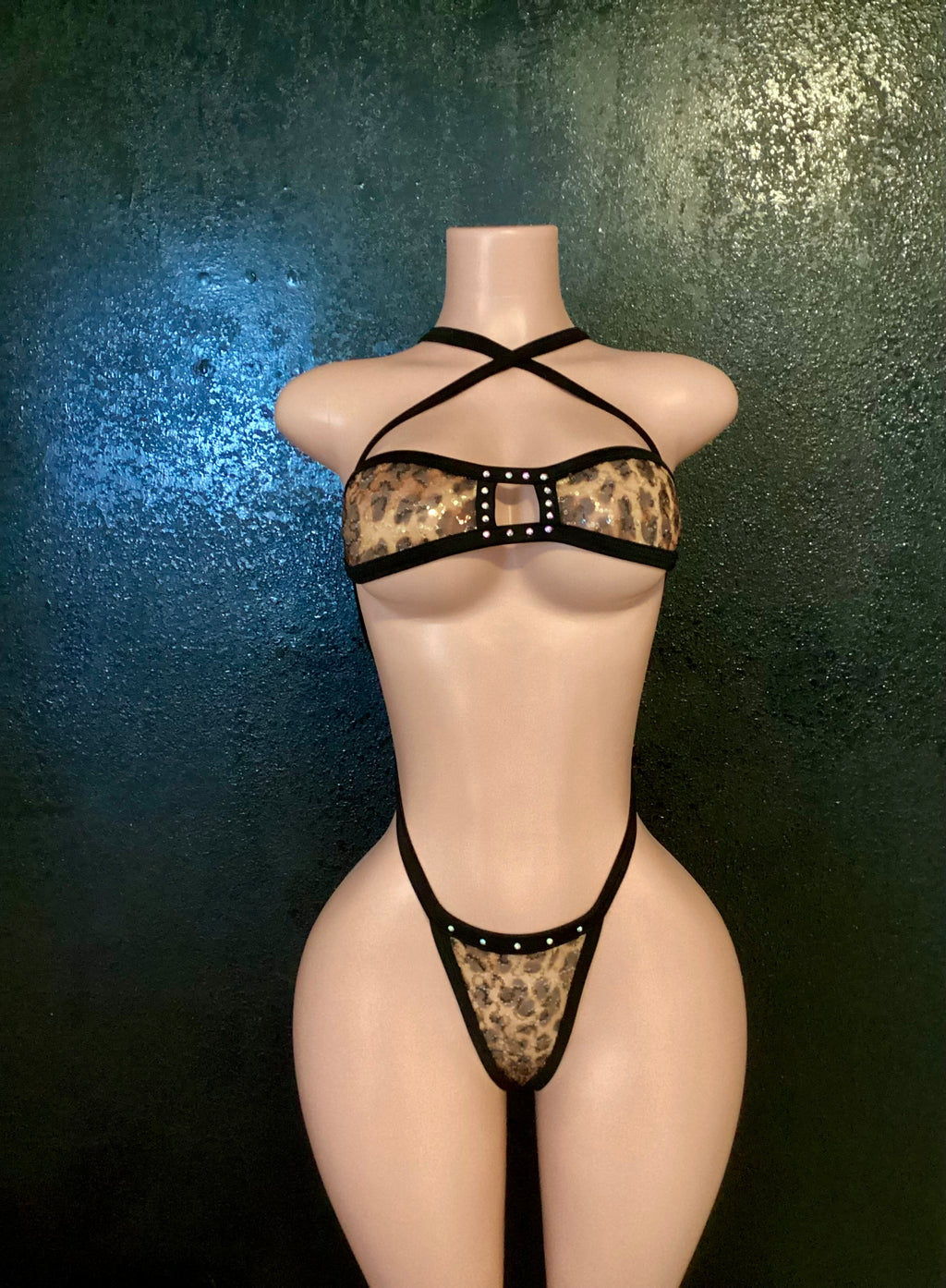 Sequin mesh g string bikini