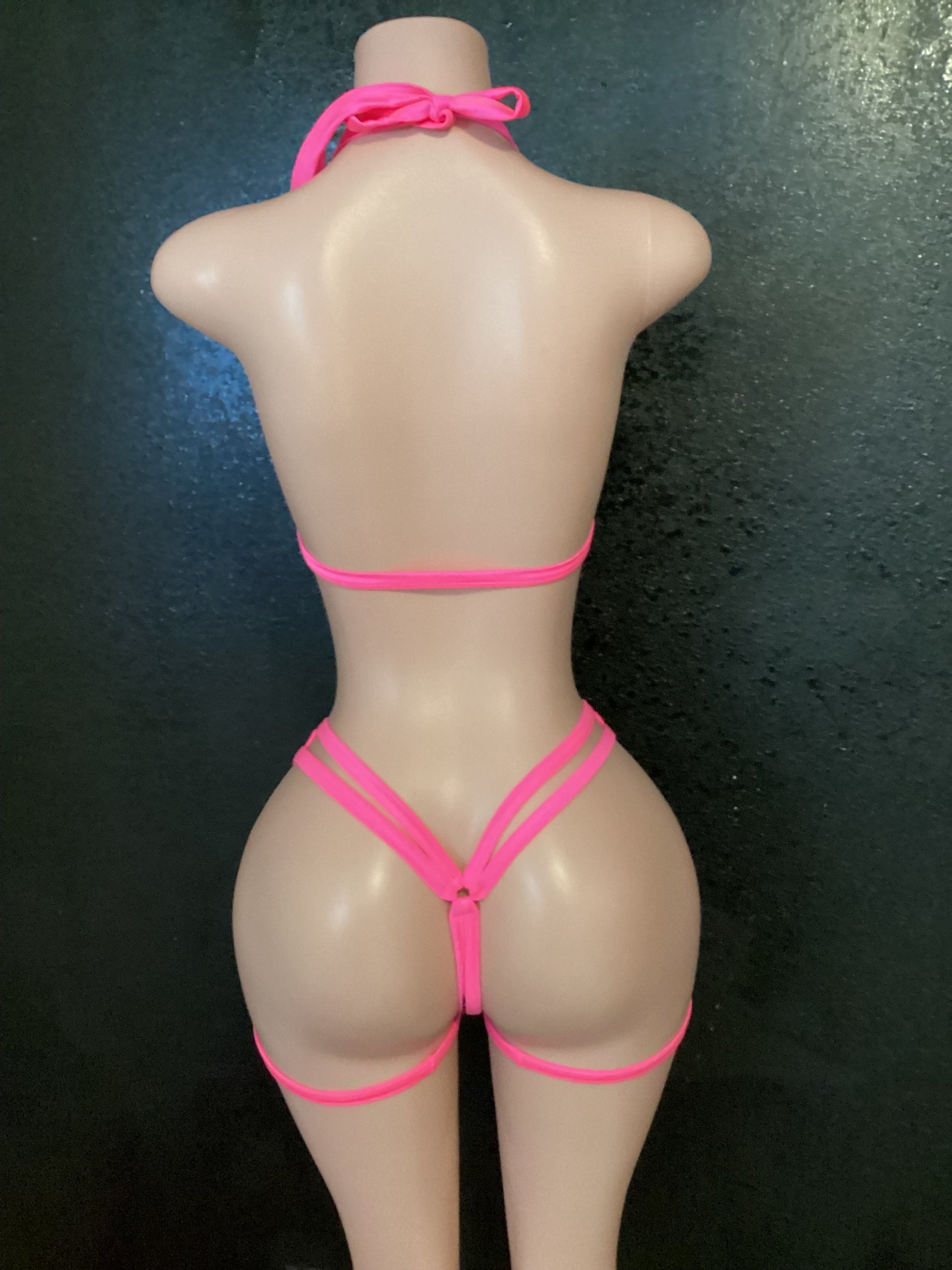 Velvet leopard garter thong set