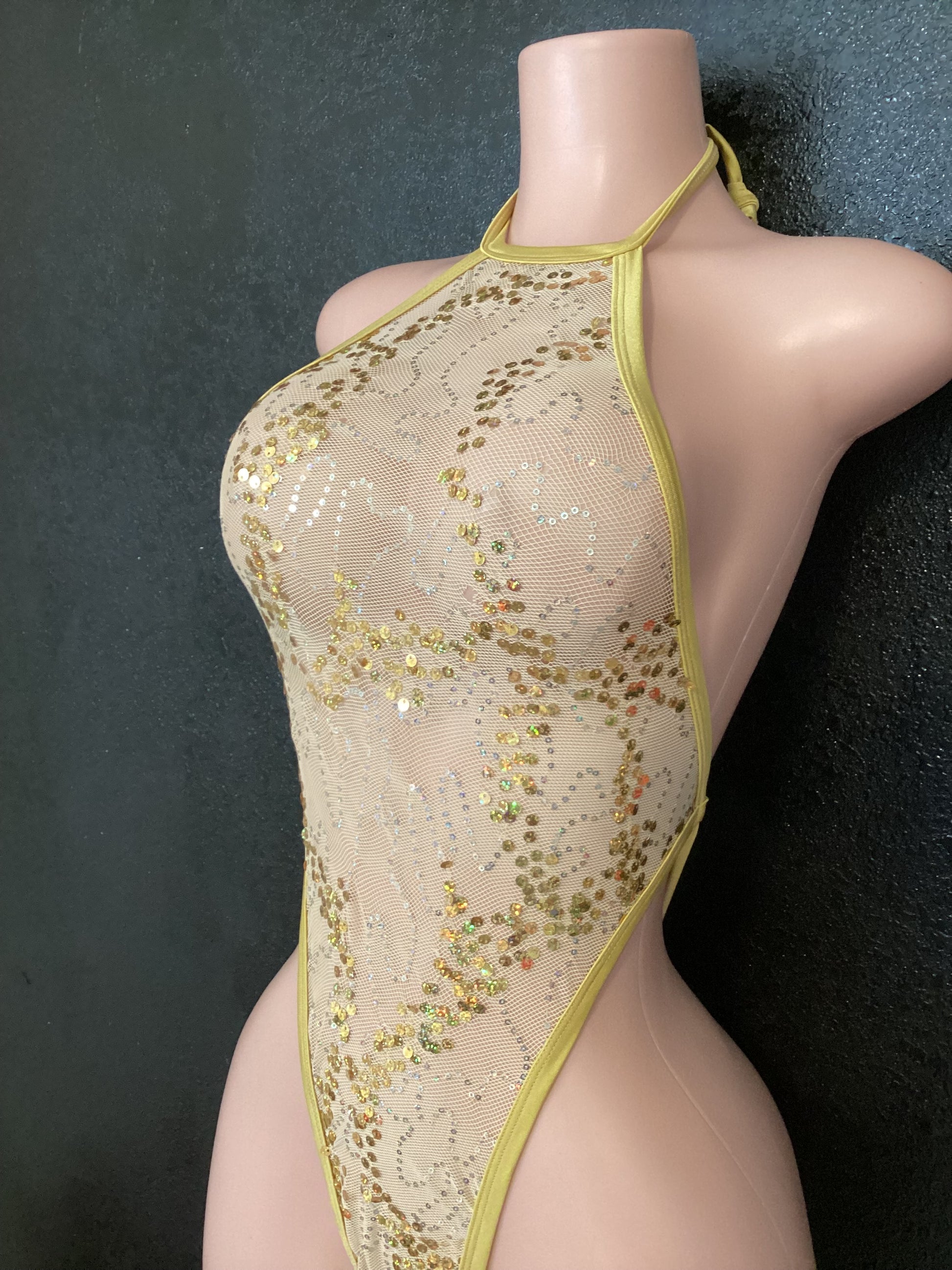 Mesh sequin one piece