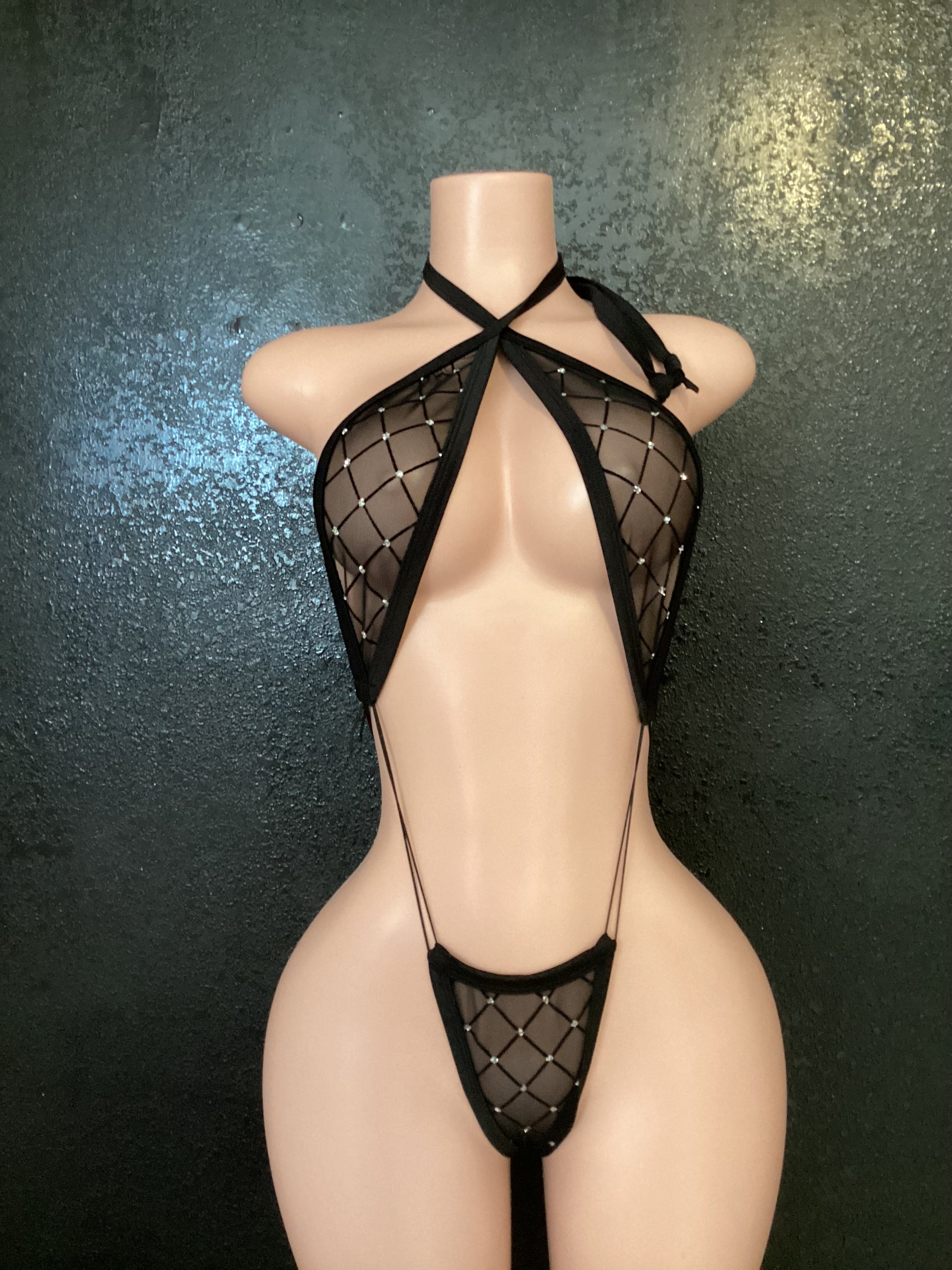 Glitter mesh sling and skirt set
