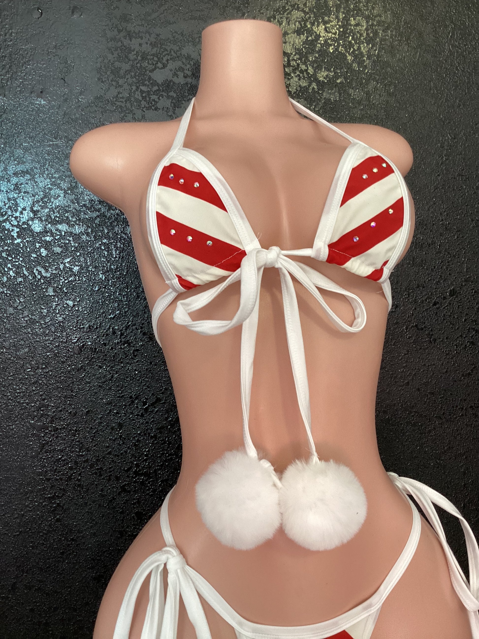 Stripe Pom Pom bikini