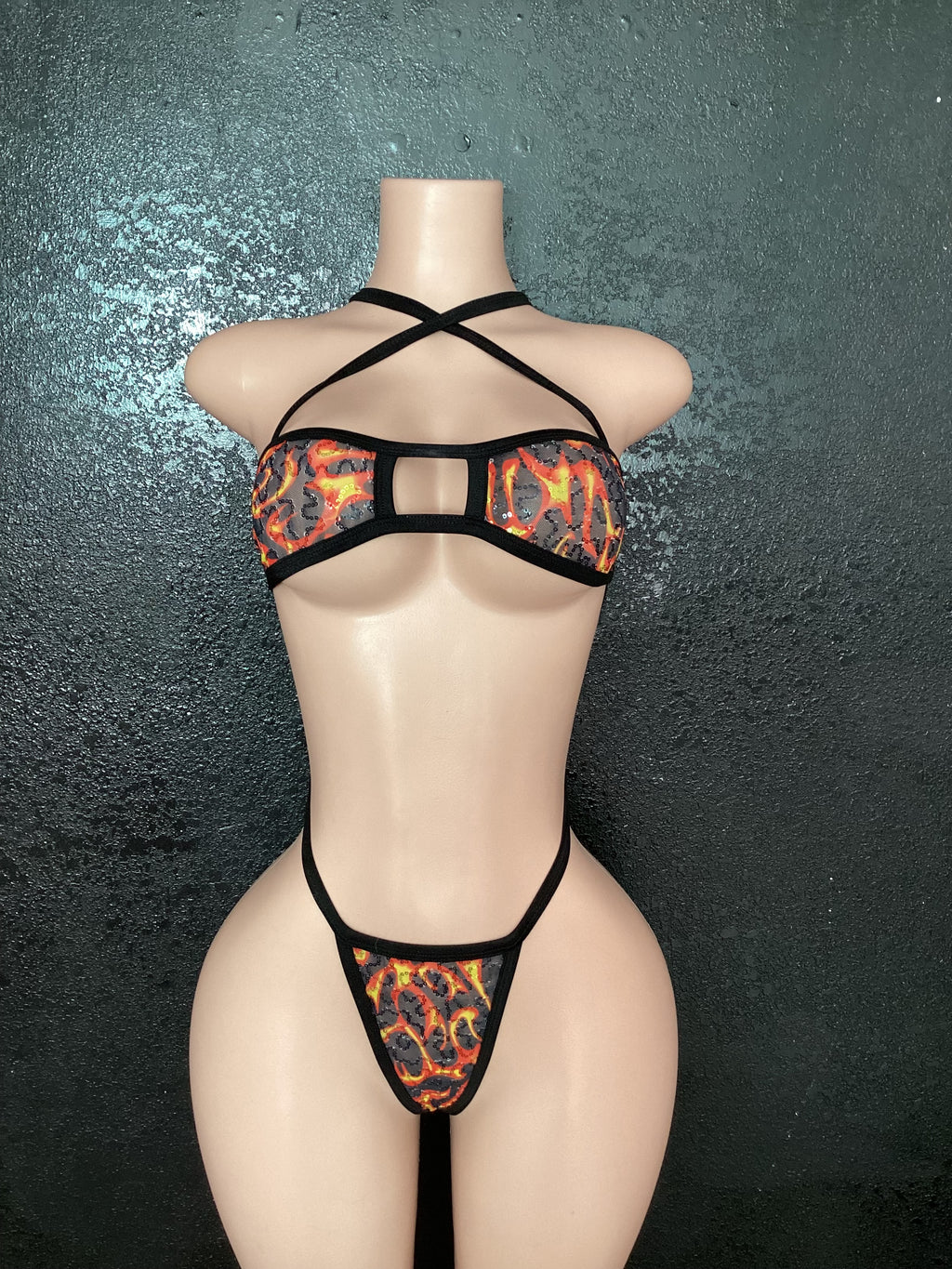 Flame g string bikini
