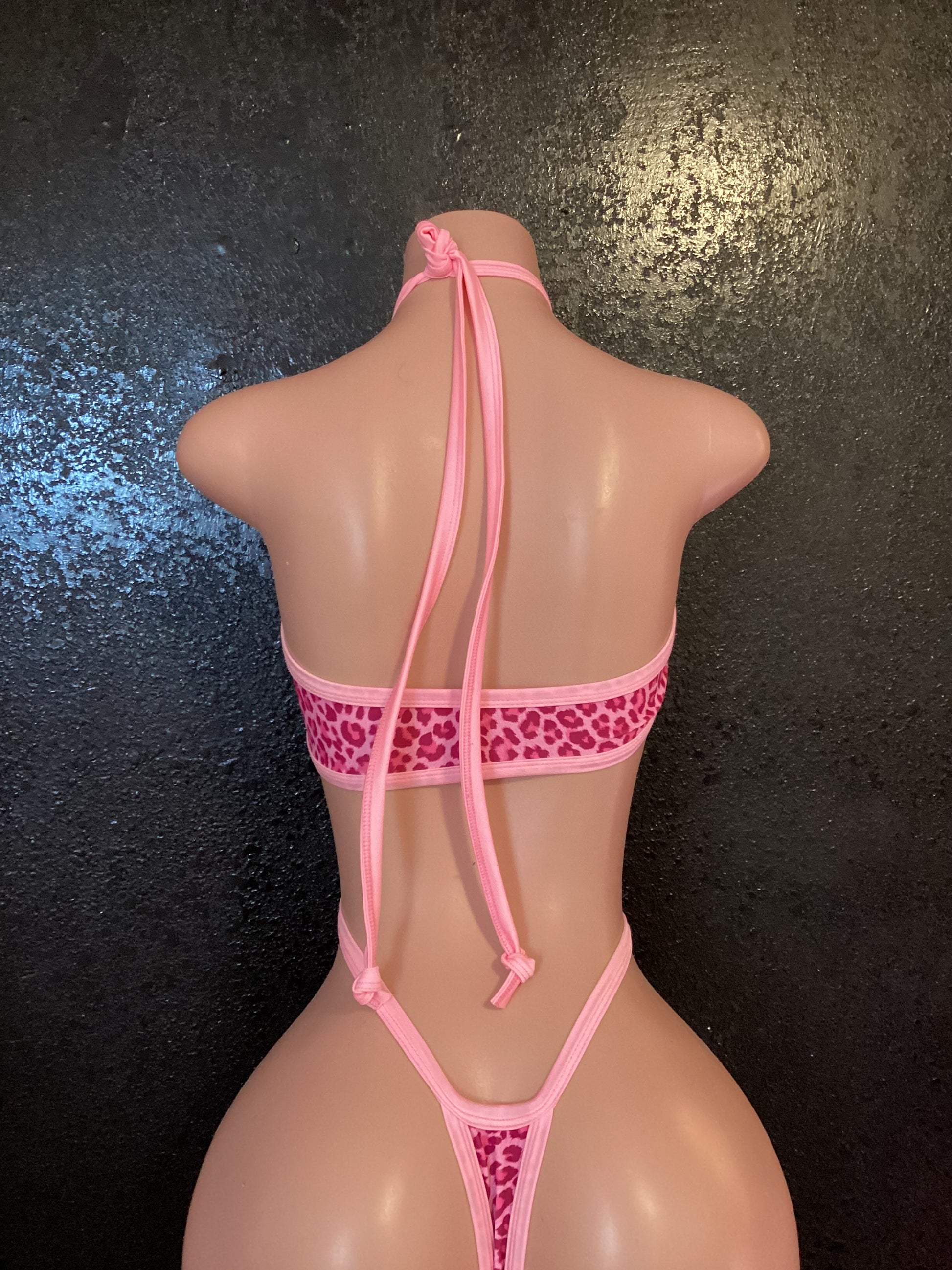 Pink leopard wrap one piece