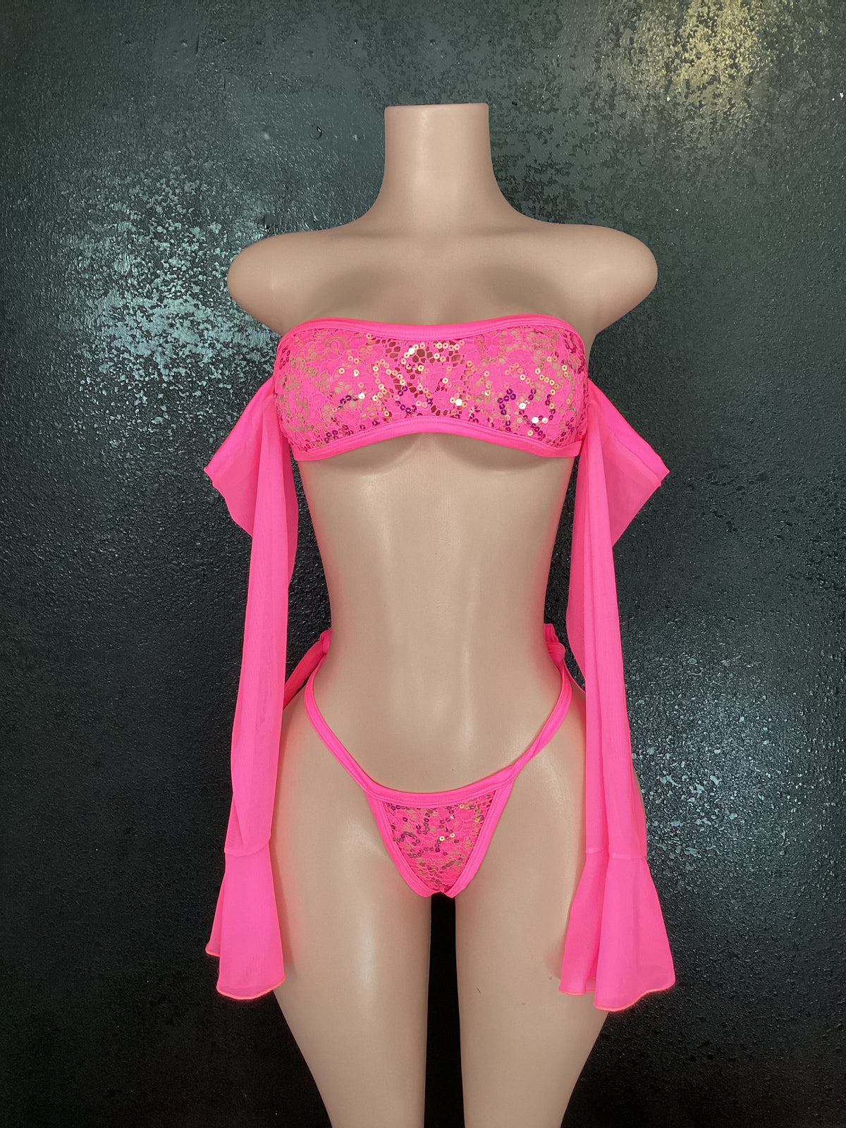 See through lace g string sleeve