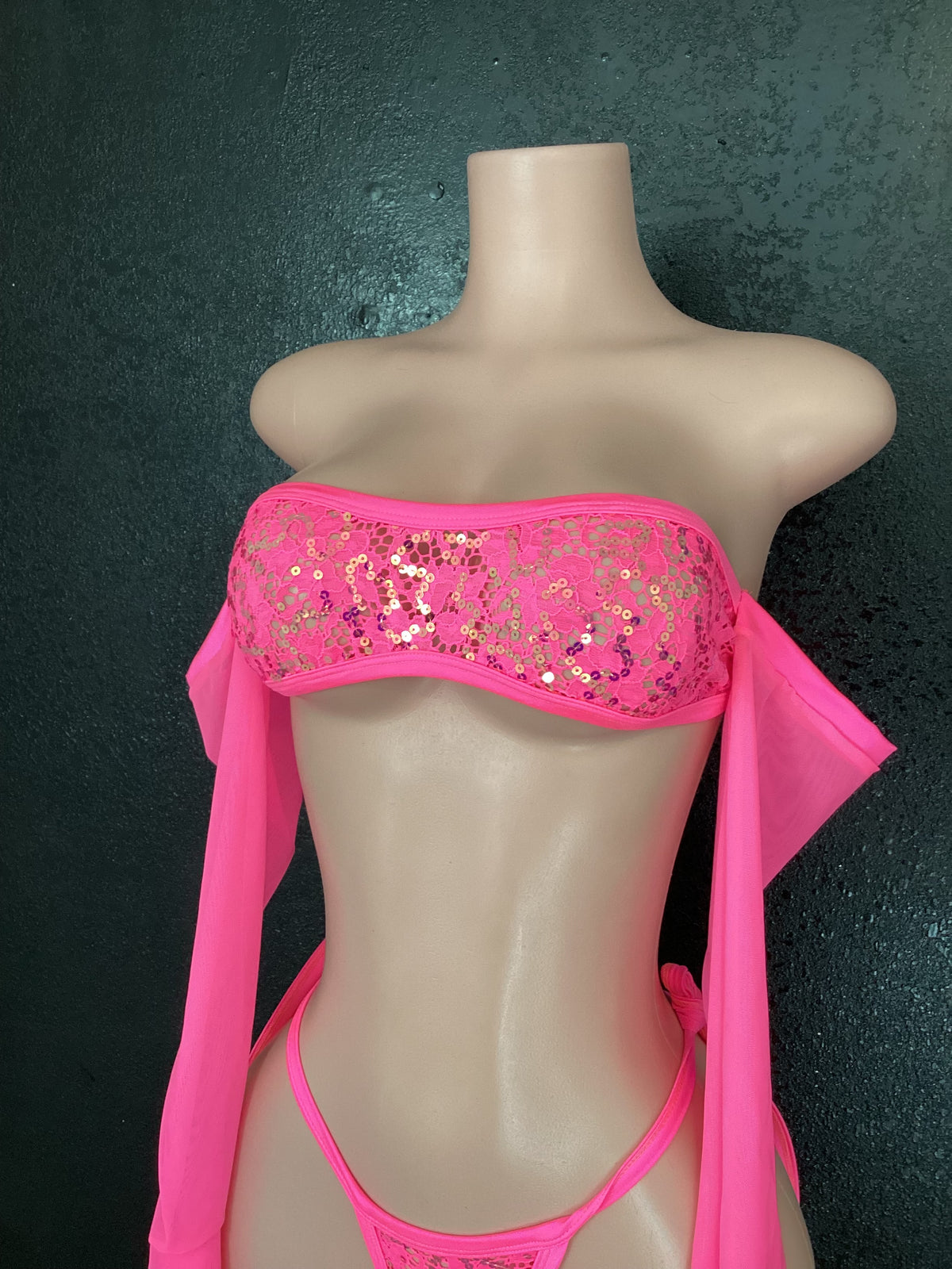 See through lace g string sleeve
