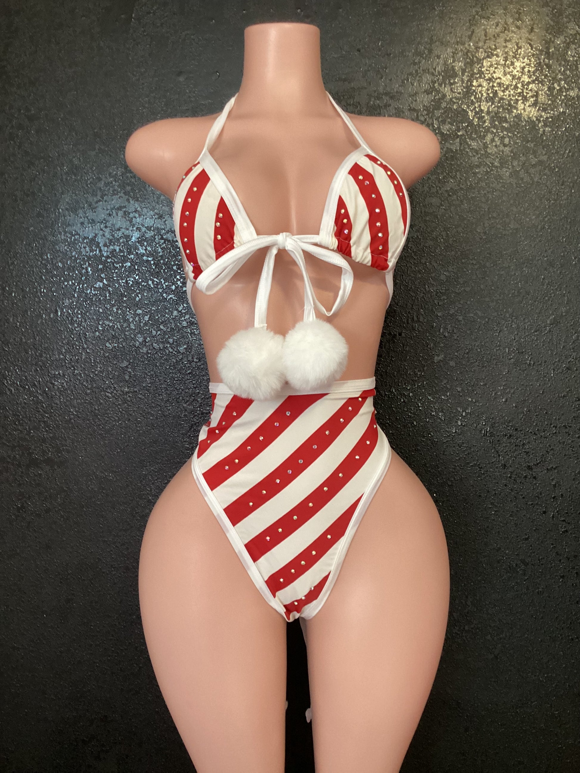 Christmas candy cane high waist set