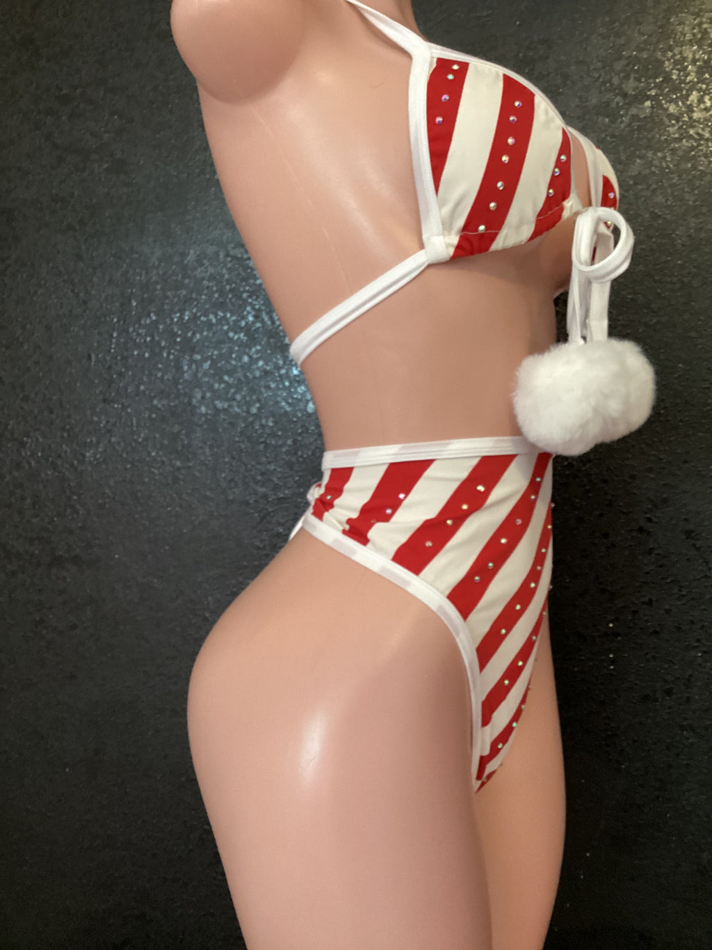 Christmas candy cane high waist set
