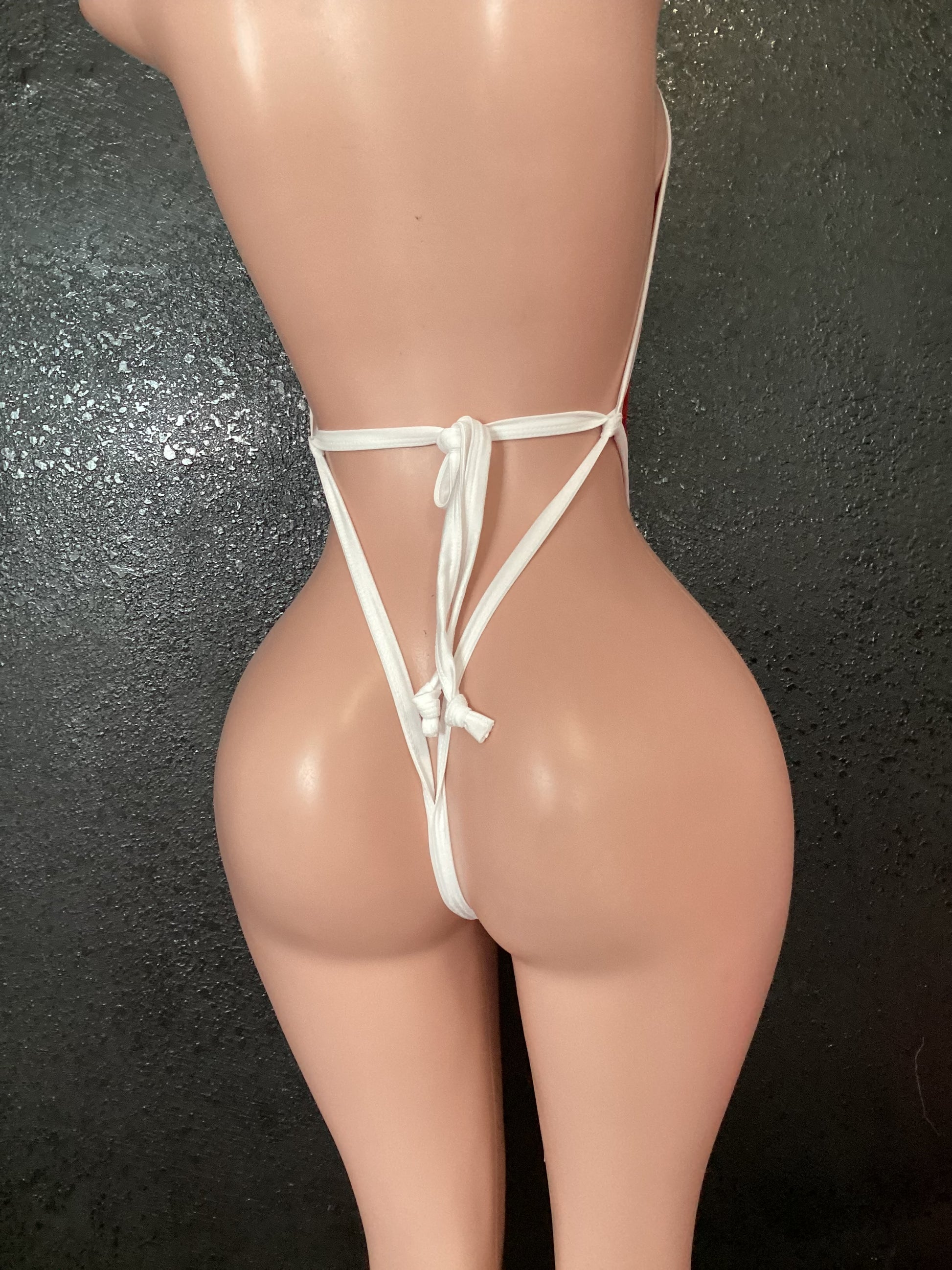 Tie front one piece heart fabric spicy saying