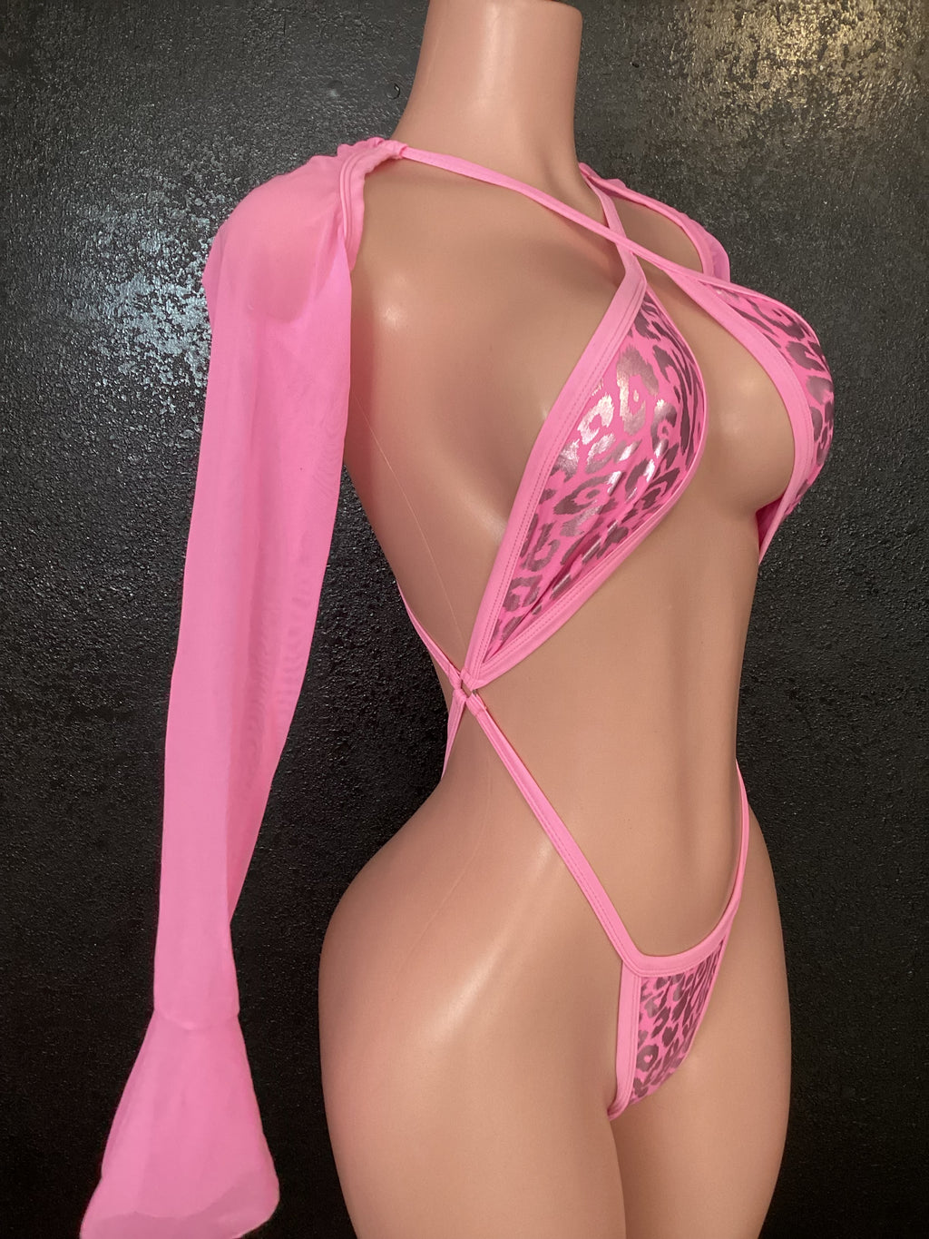 Pink leopard one piece