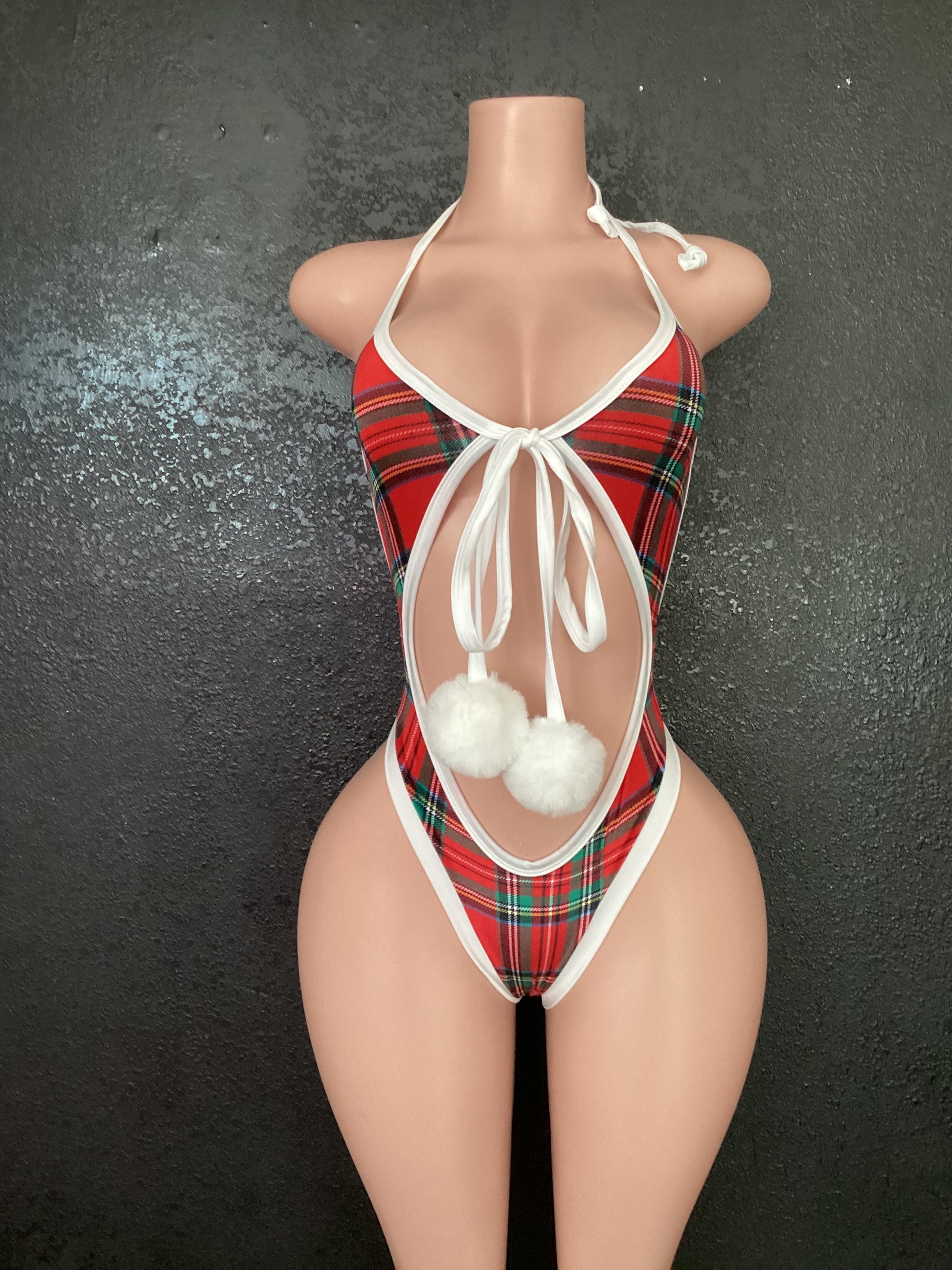 Plaid thong one piece