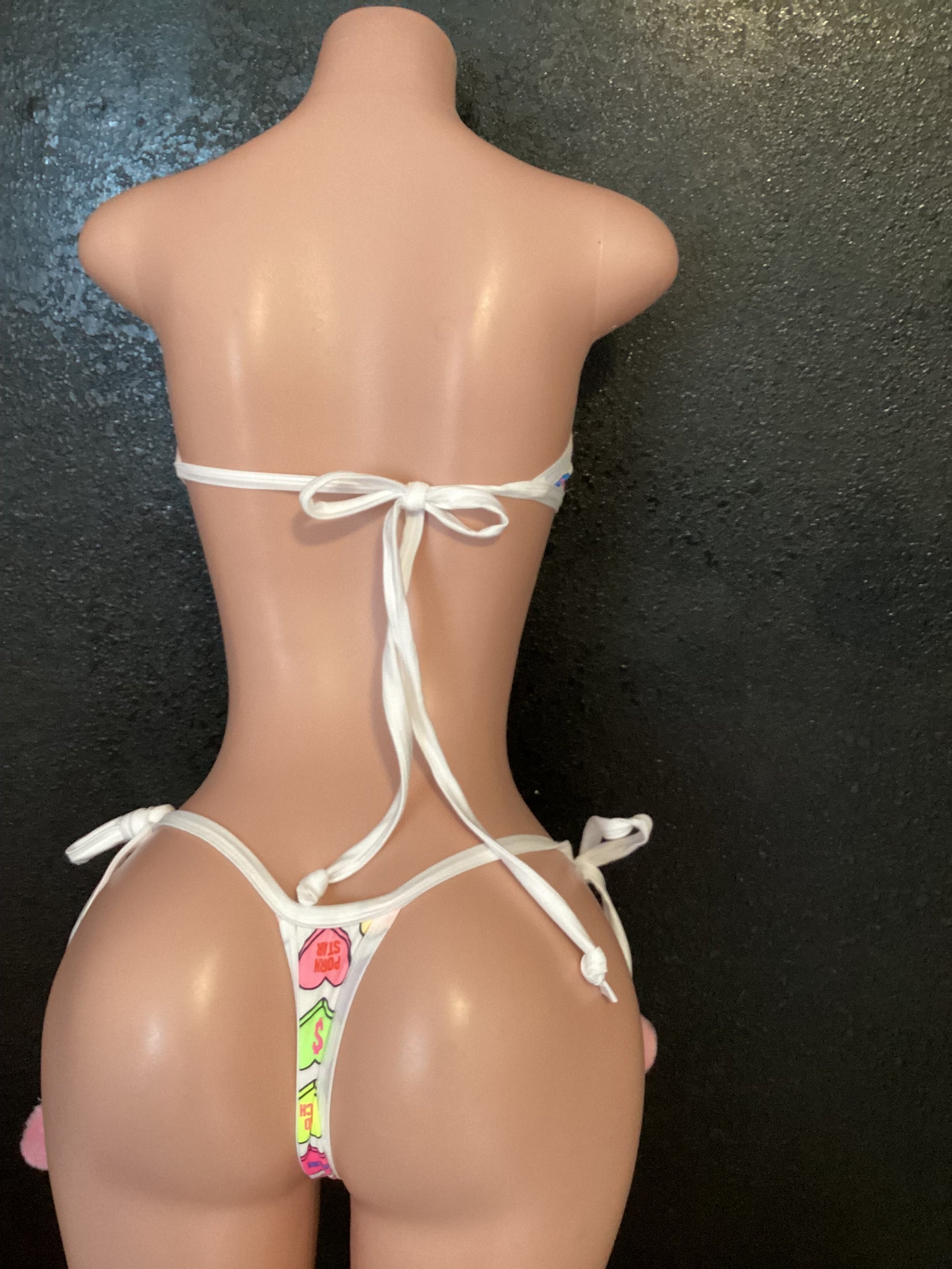 Pom Pom thong bikini hearts