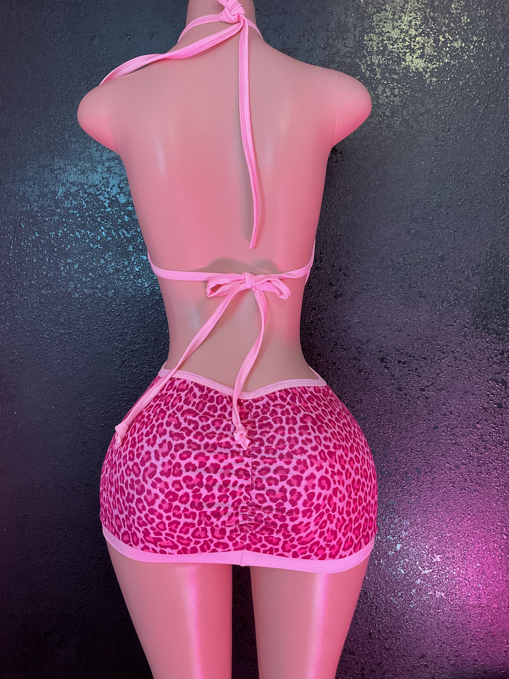 Pink leopard mini dress