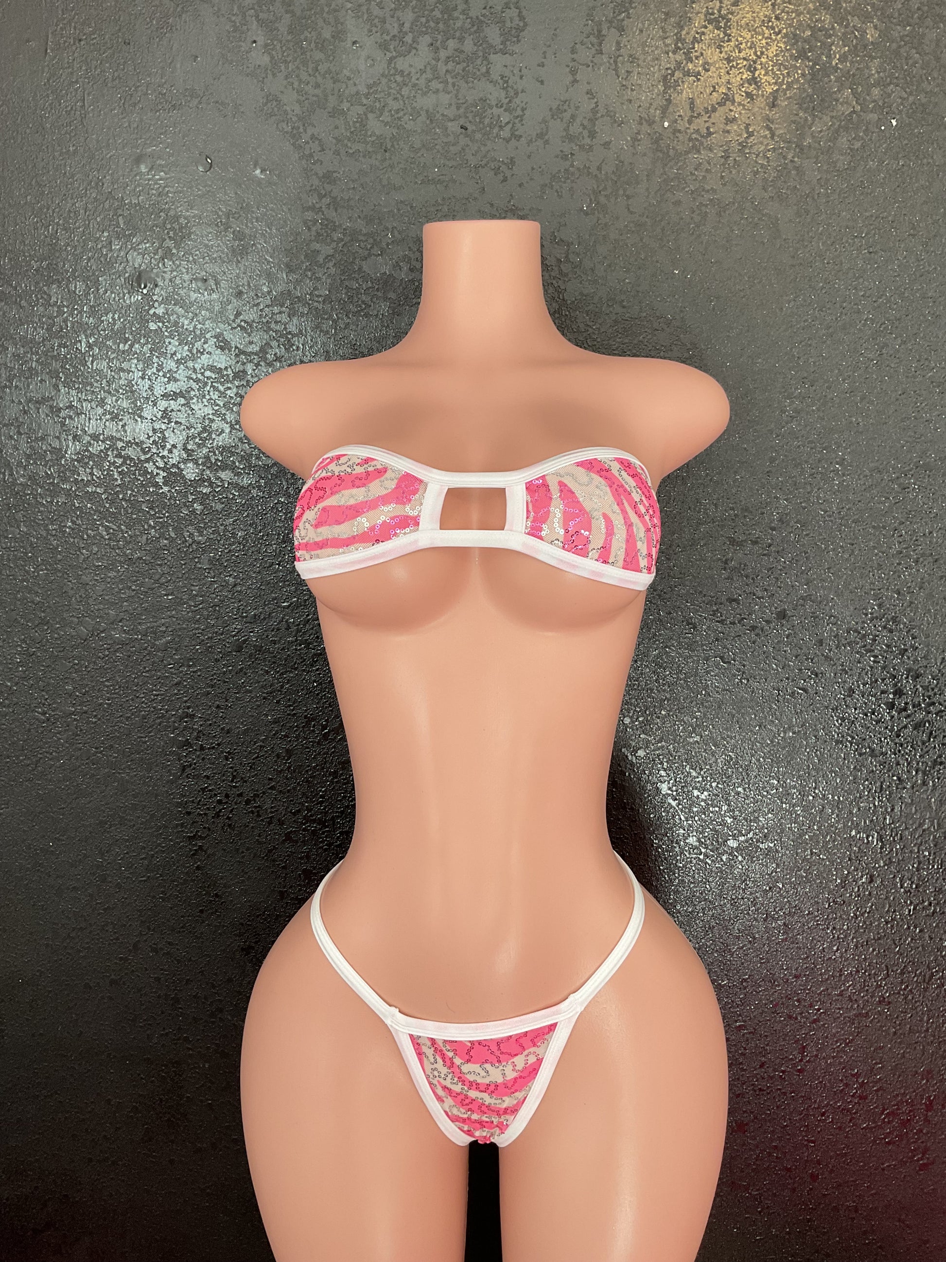 Sequin mesh g string bikini