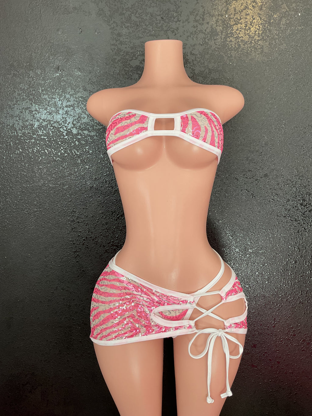 Sequin zebra skirt set