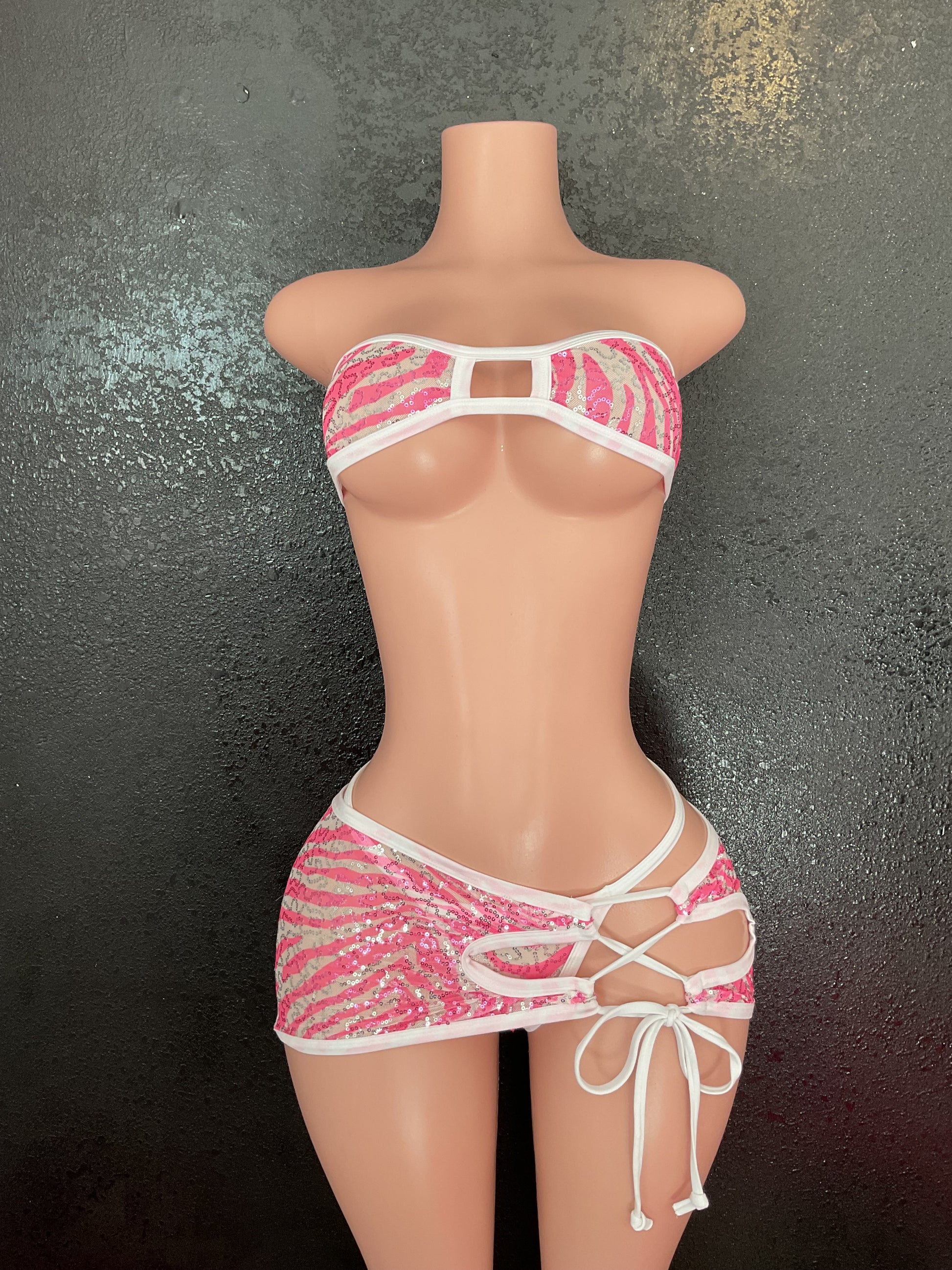 Sequin zebra skirt set