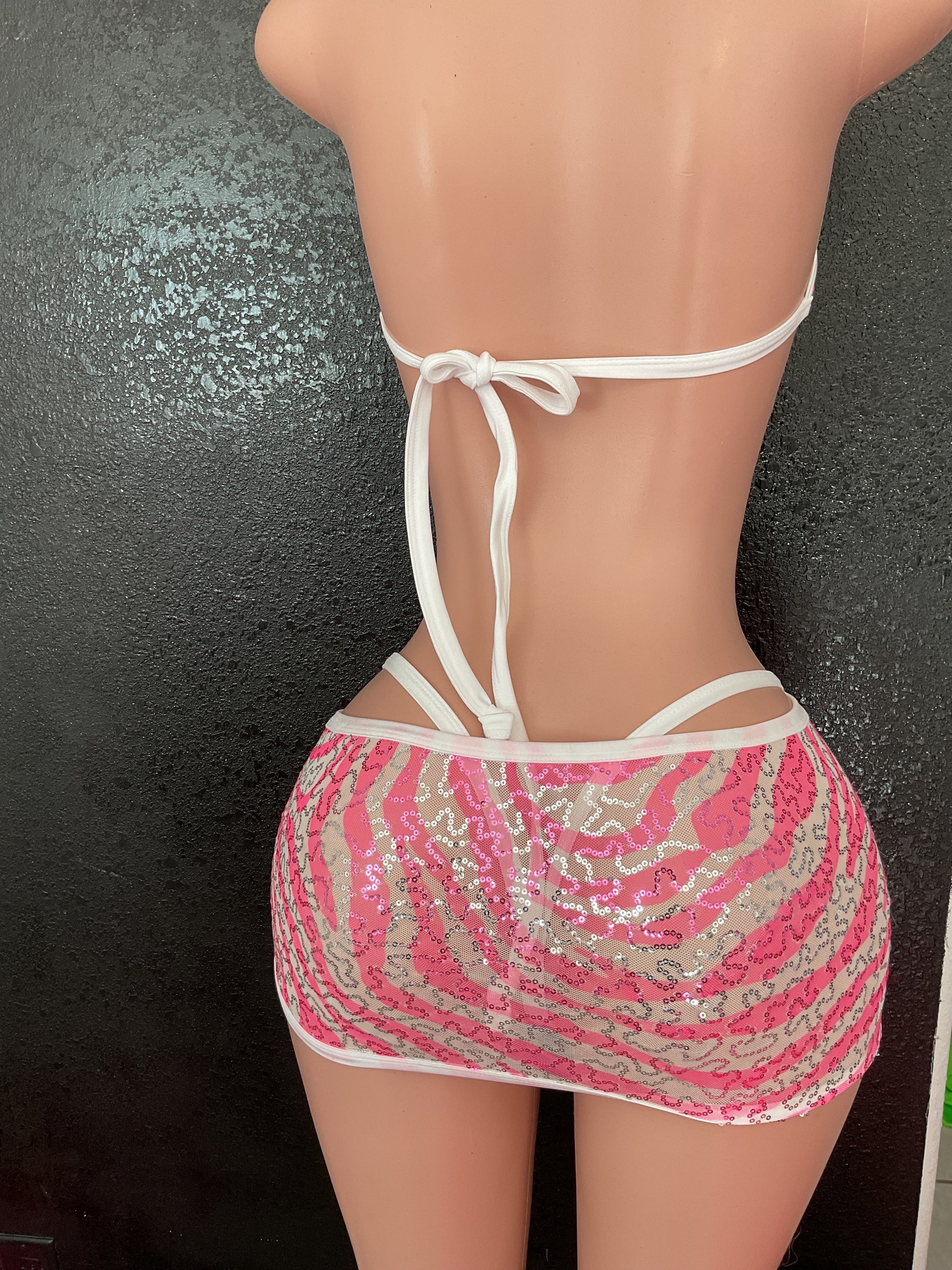 Sequin zebra skirt set